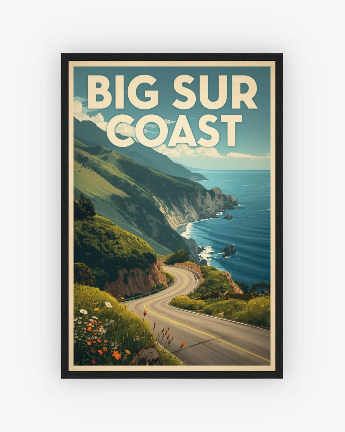 Big Sur Coast travel poster with black frame