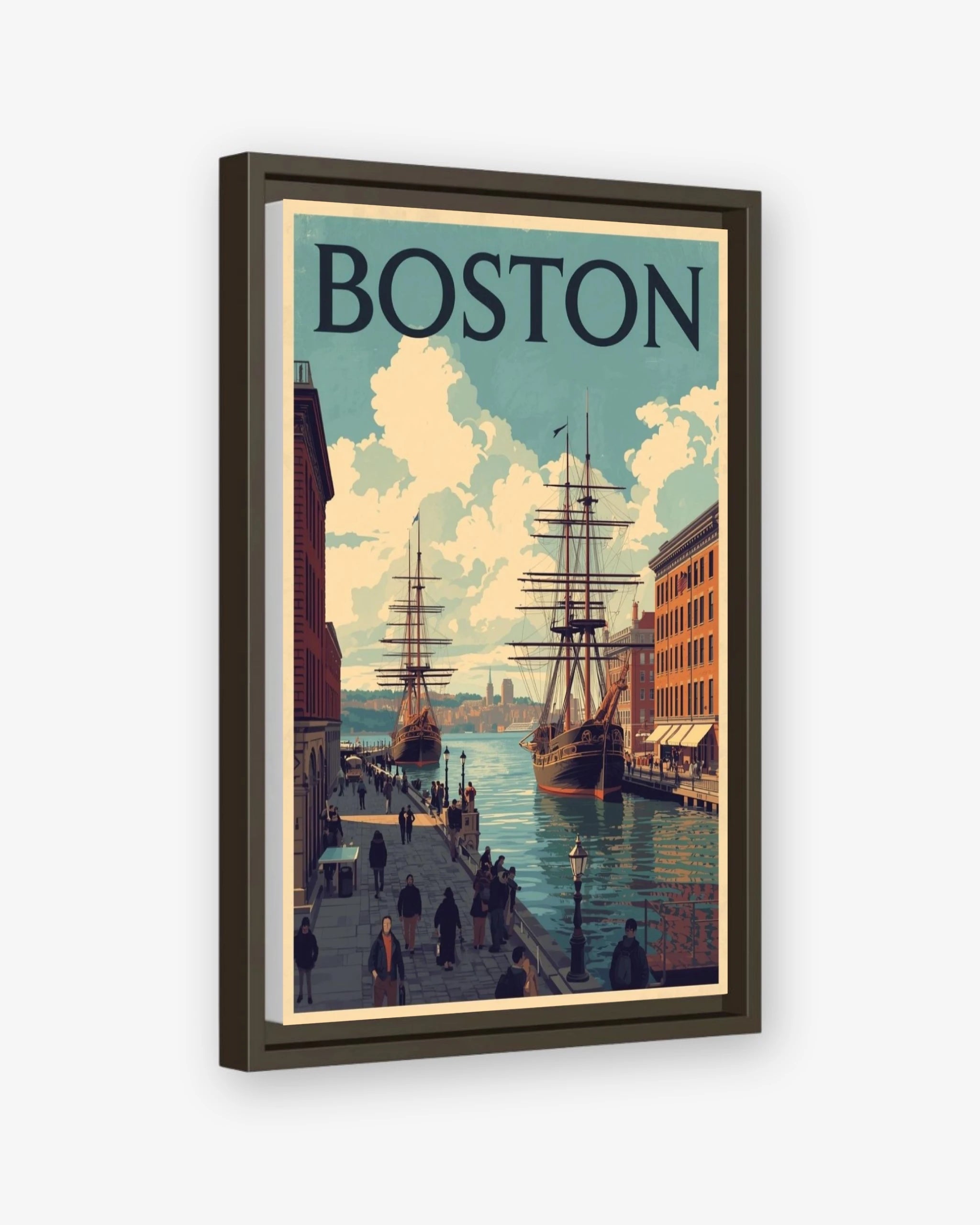 Boston travel poster espresso framed canvas