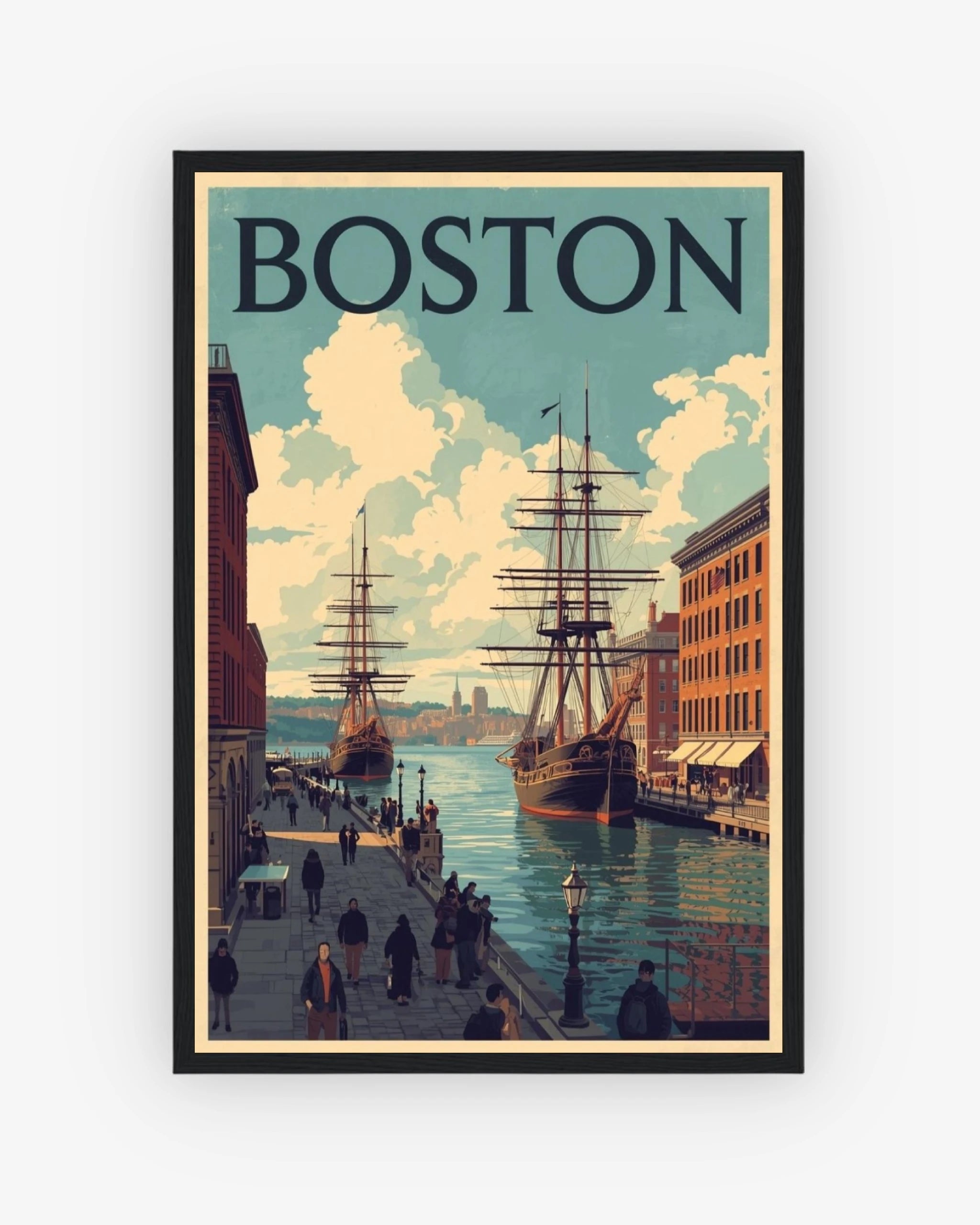 Boston travel poster with black frame