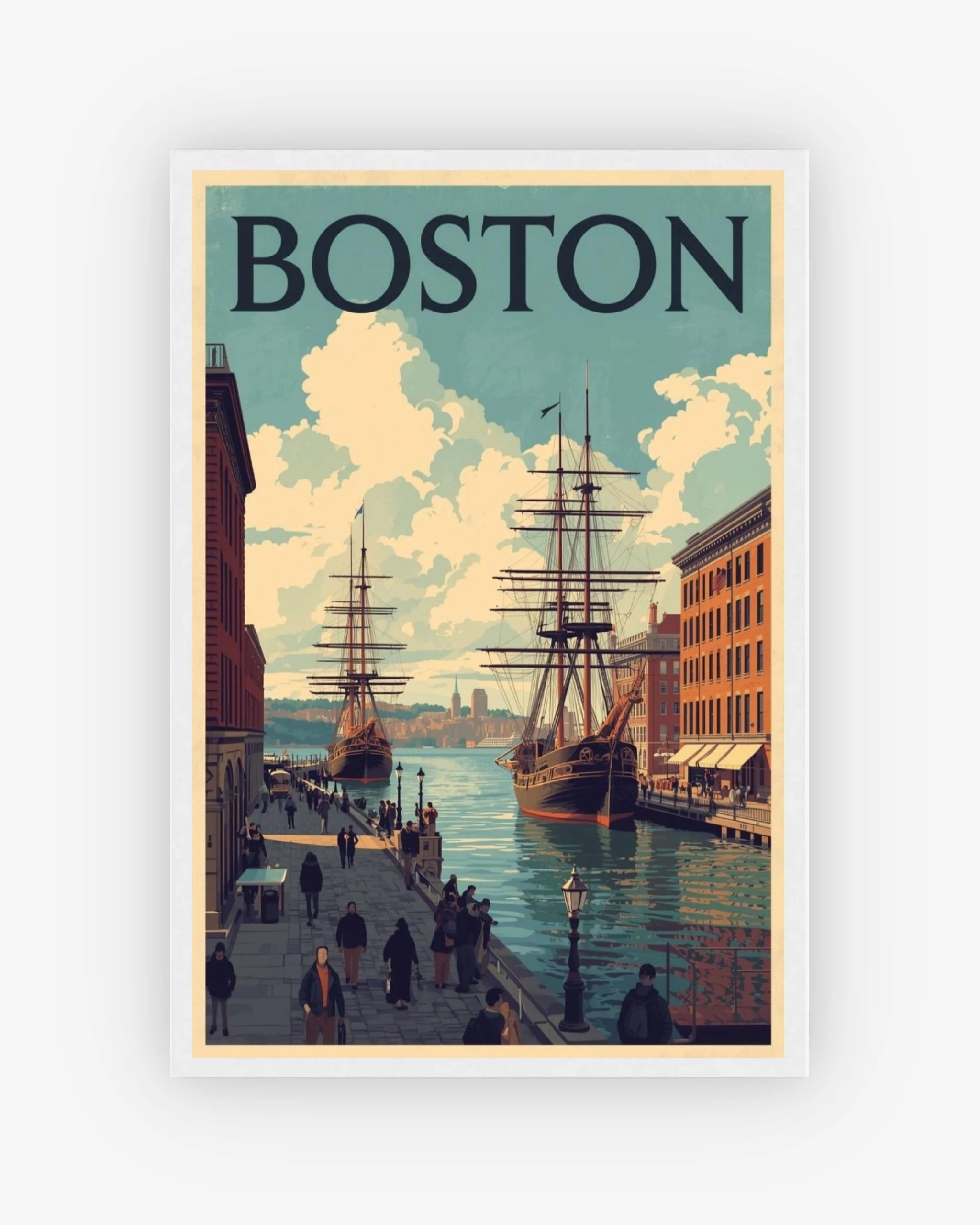 Boston travel poster with white frame
