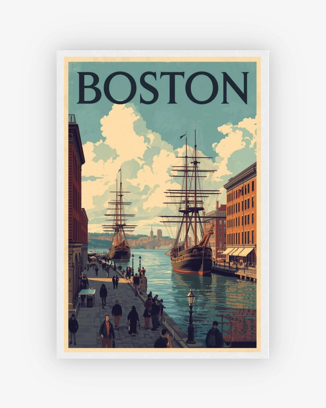 Boston travel poster with white frame