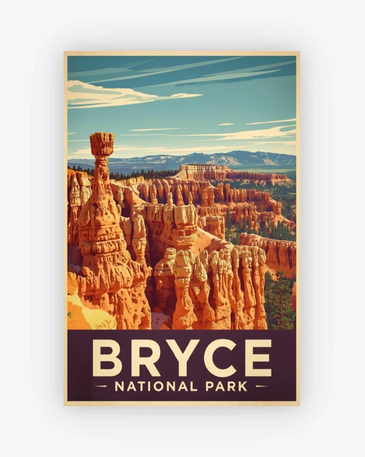 Poster of Bryce Canyon National Park with scenic view and 'Bryce National Park' text.