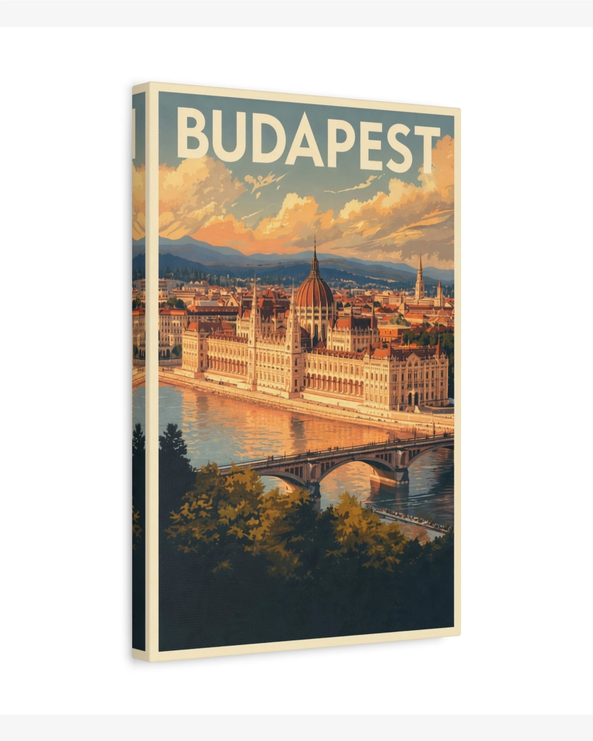 Budapest travel poster canvas
