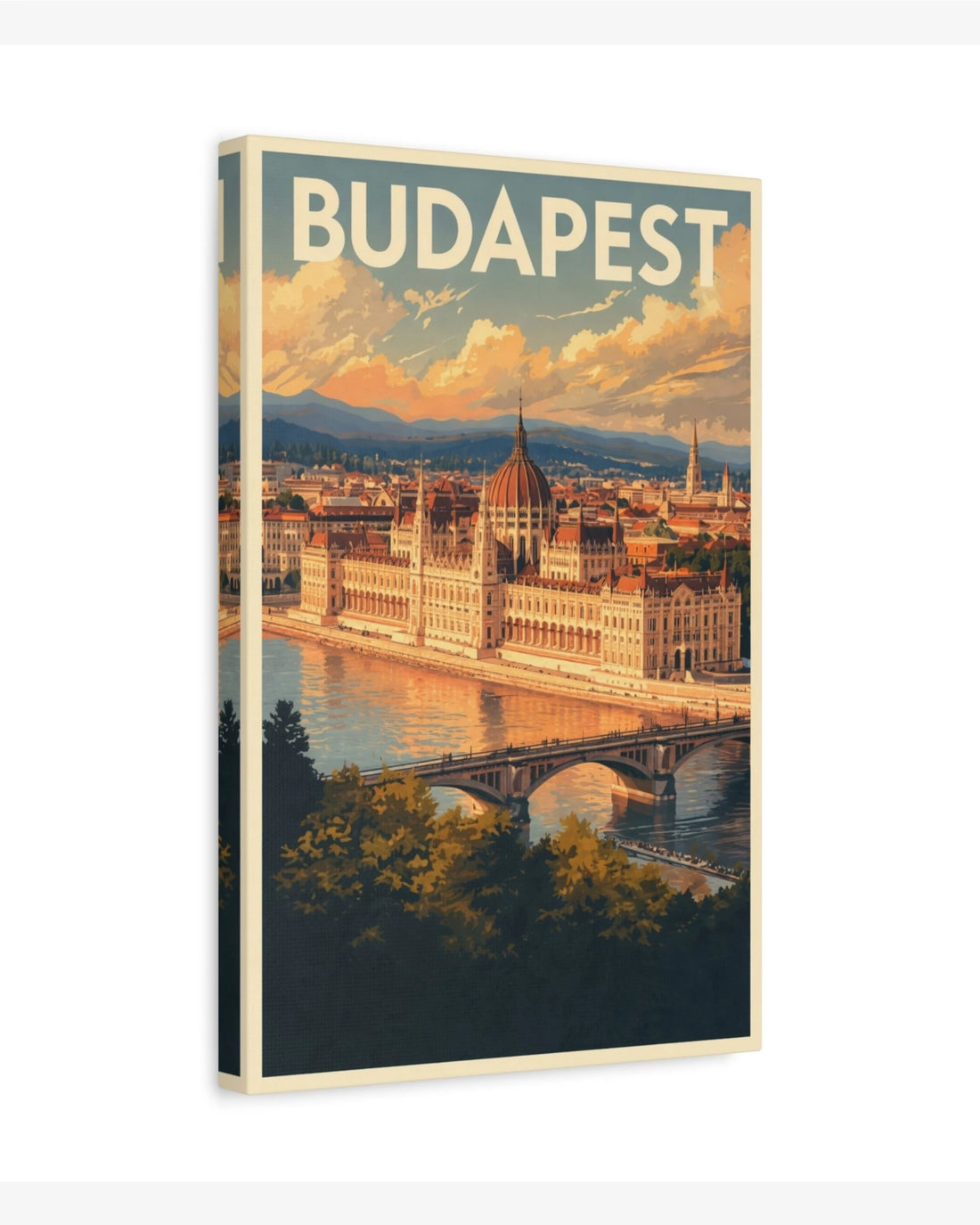 Budapest travel poster canvas