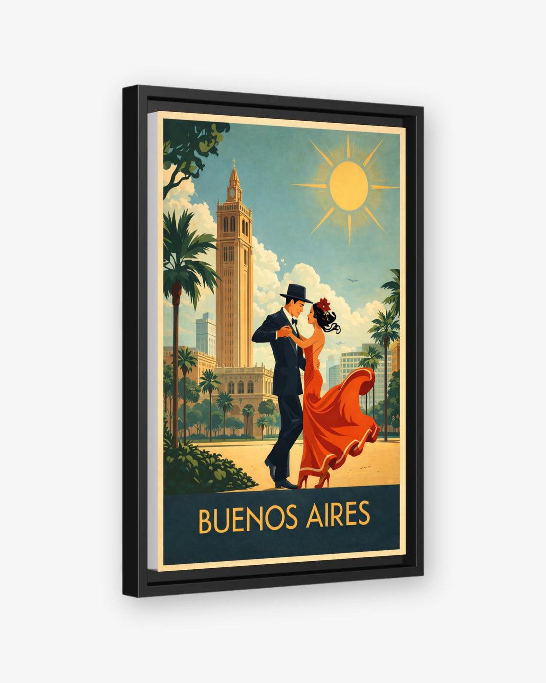 Buenos Aires travel poster black framed canvas