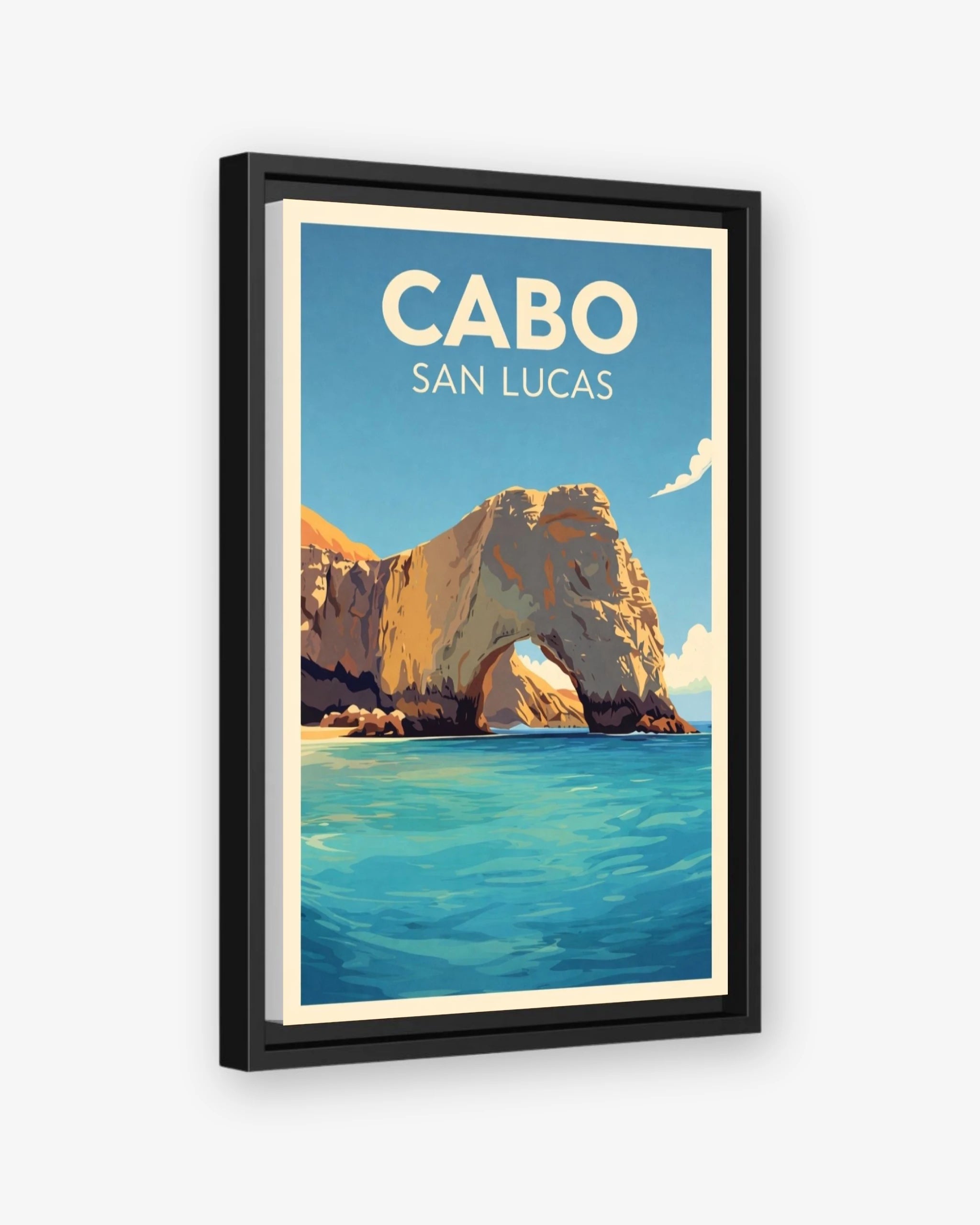 Cabo San Lucas travel poster black framed canvas
