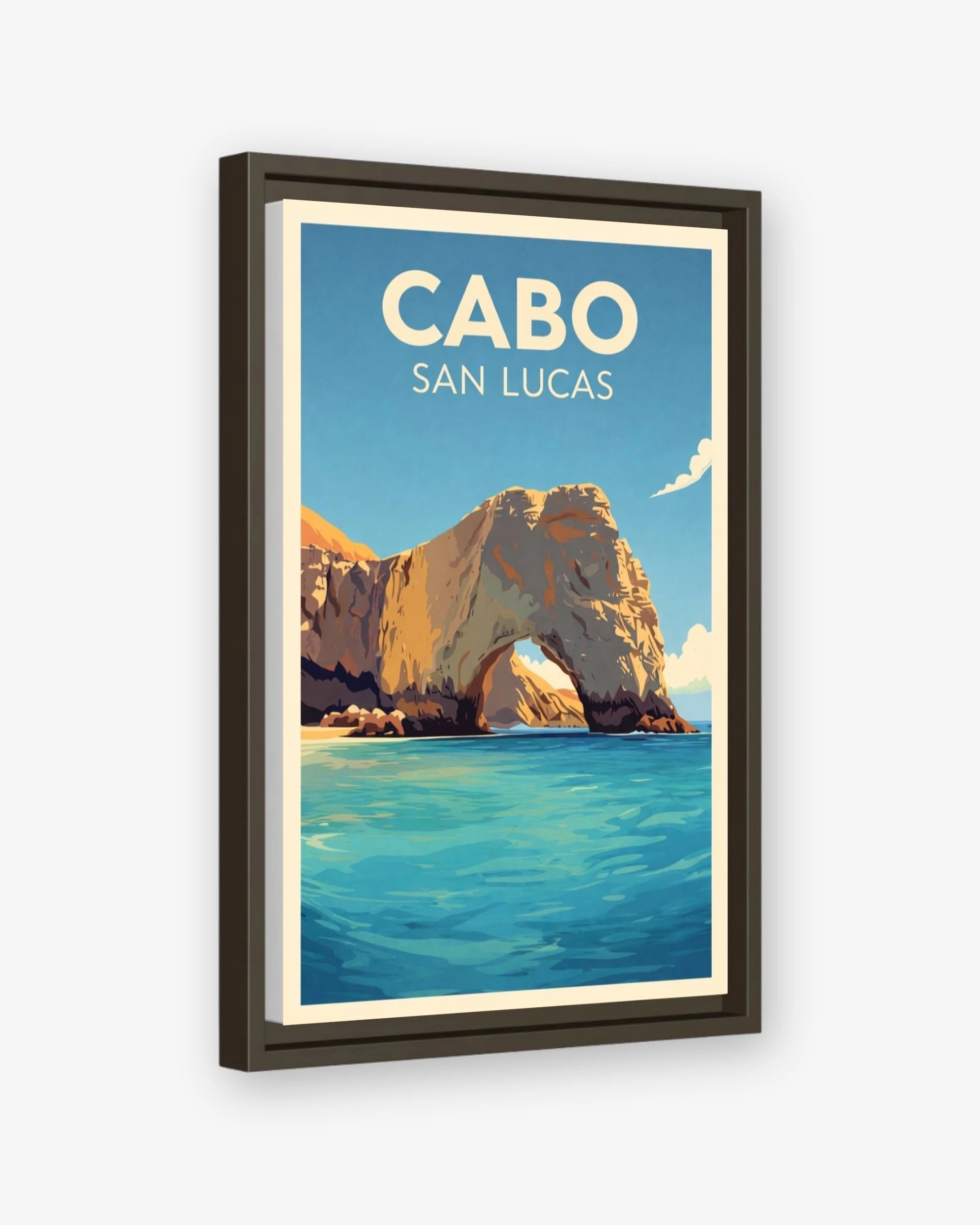Cabo San Lucas travel poster espresso framed canvas