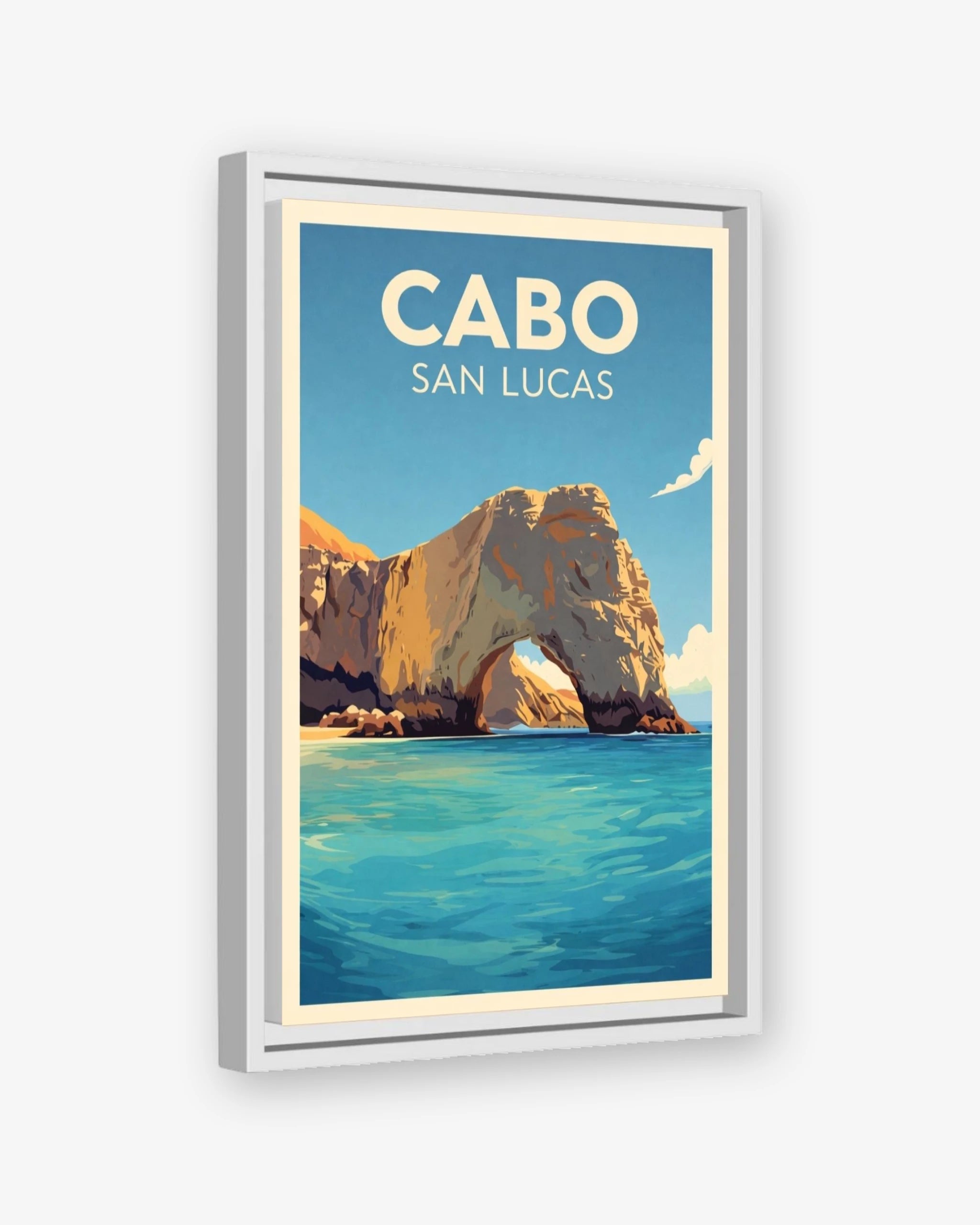 Cabo San Lucas travel poster white framed canvas