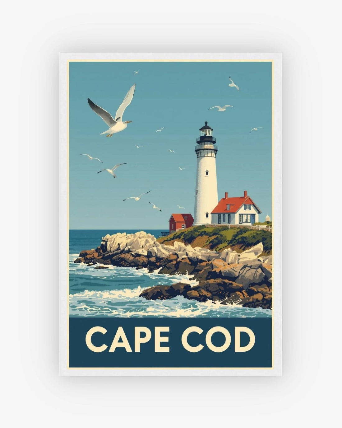 Cape Cod travel poster with white frame
