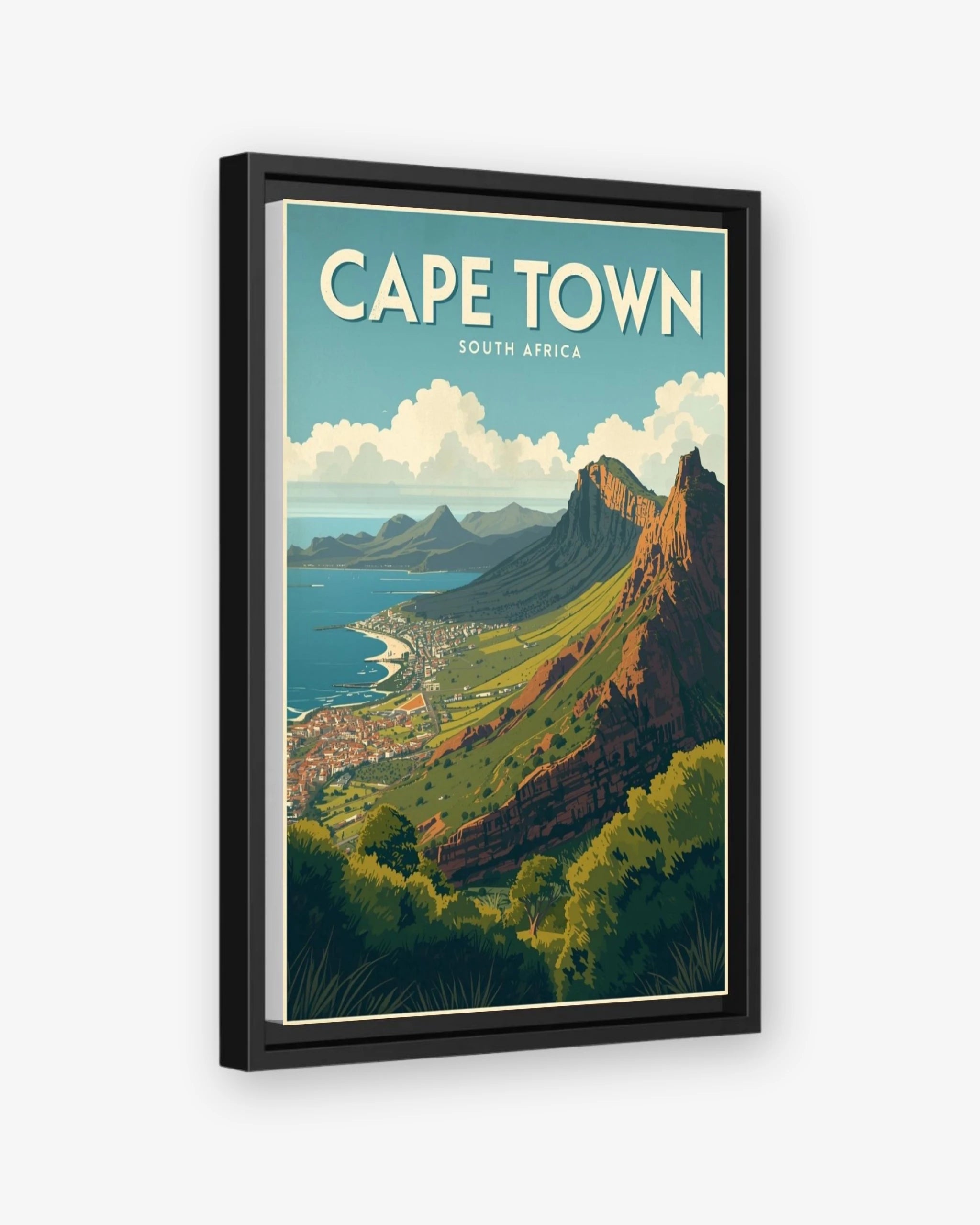 Cape Town South Africa travel poster black framed canvas