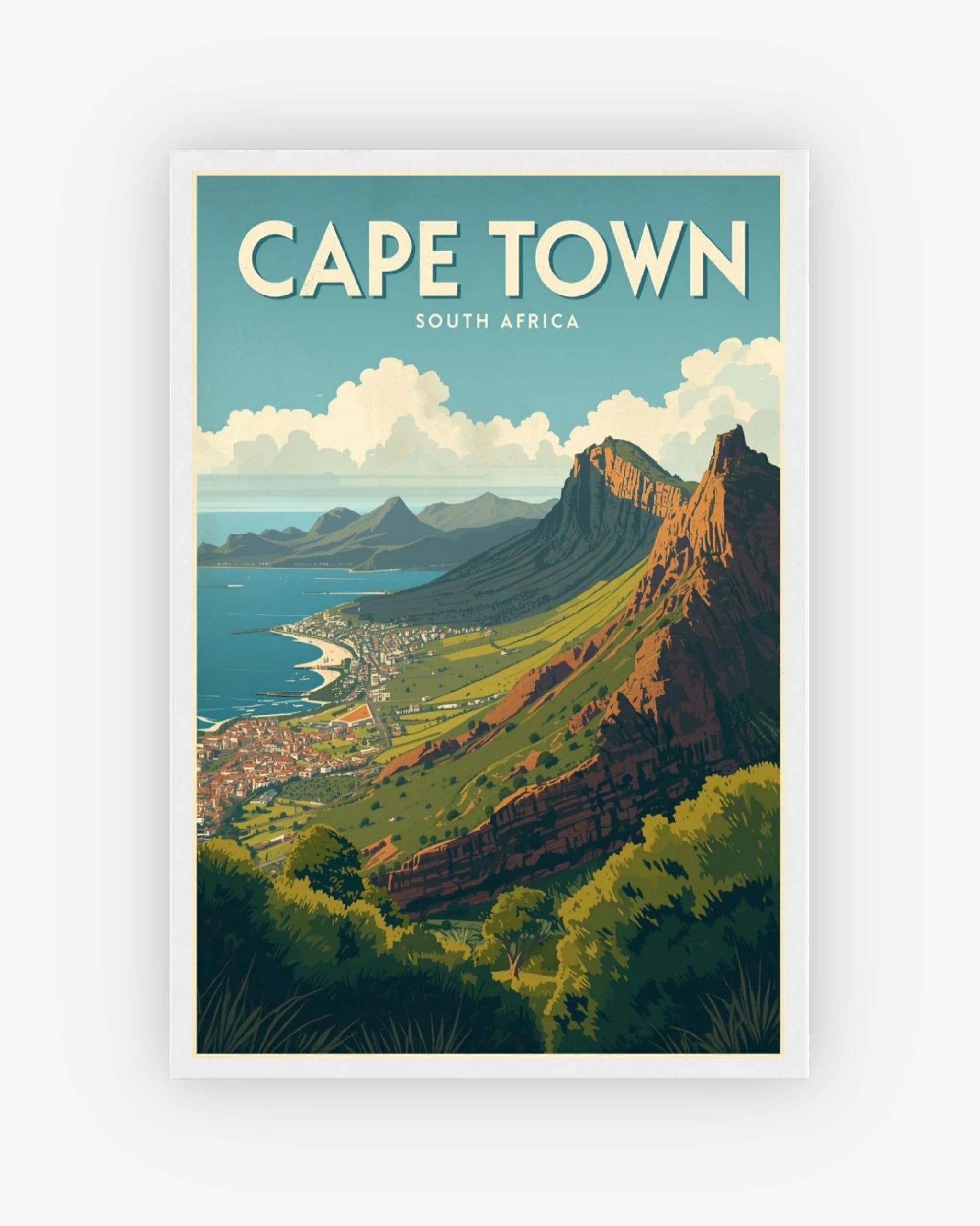 Cape Town South Africa travel poster with white frame