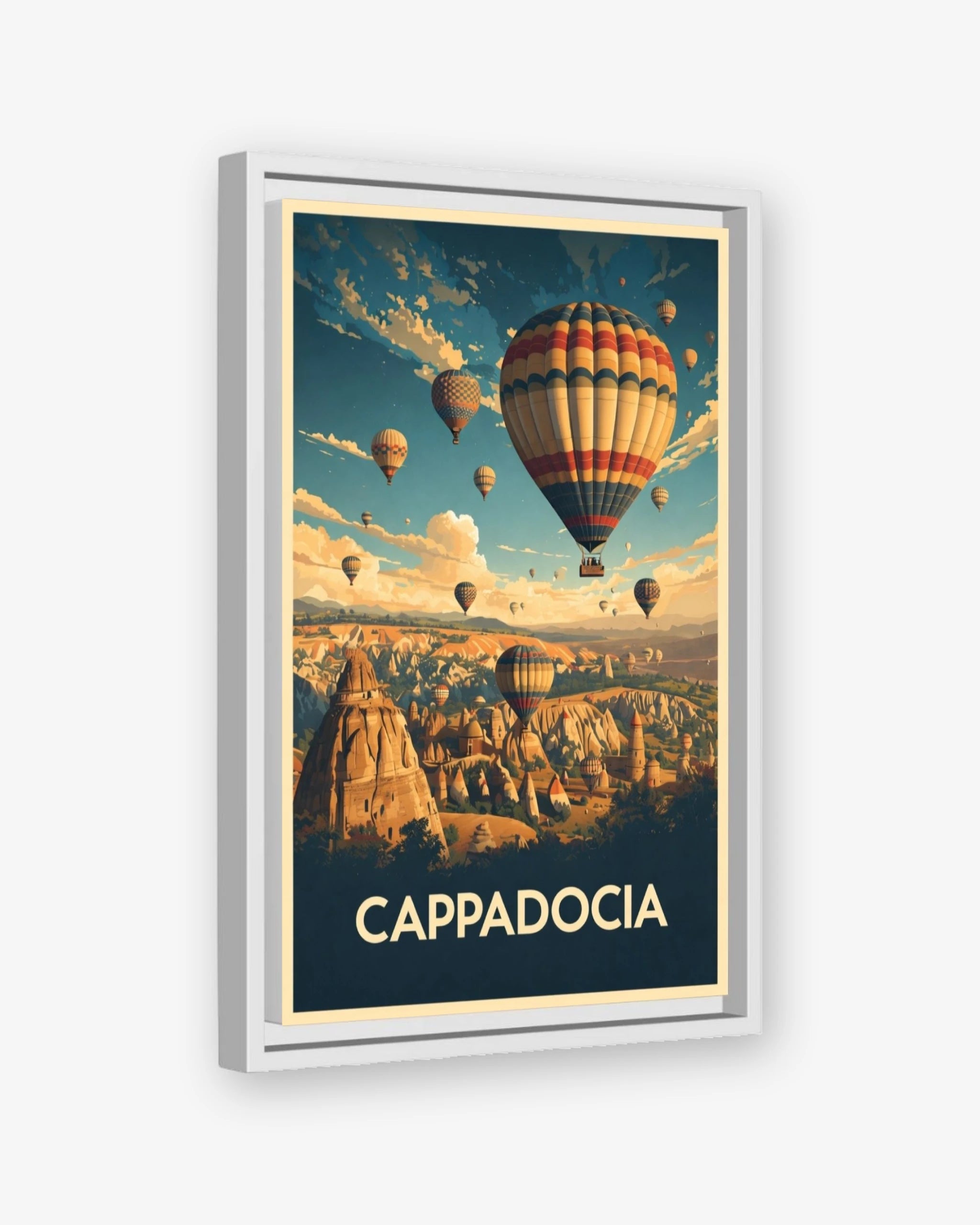 Cappadocia travel poster white framed canvas