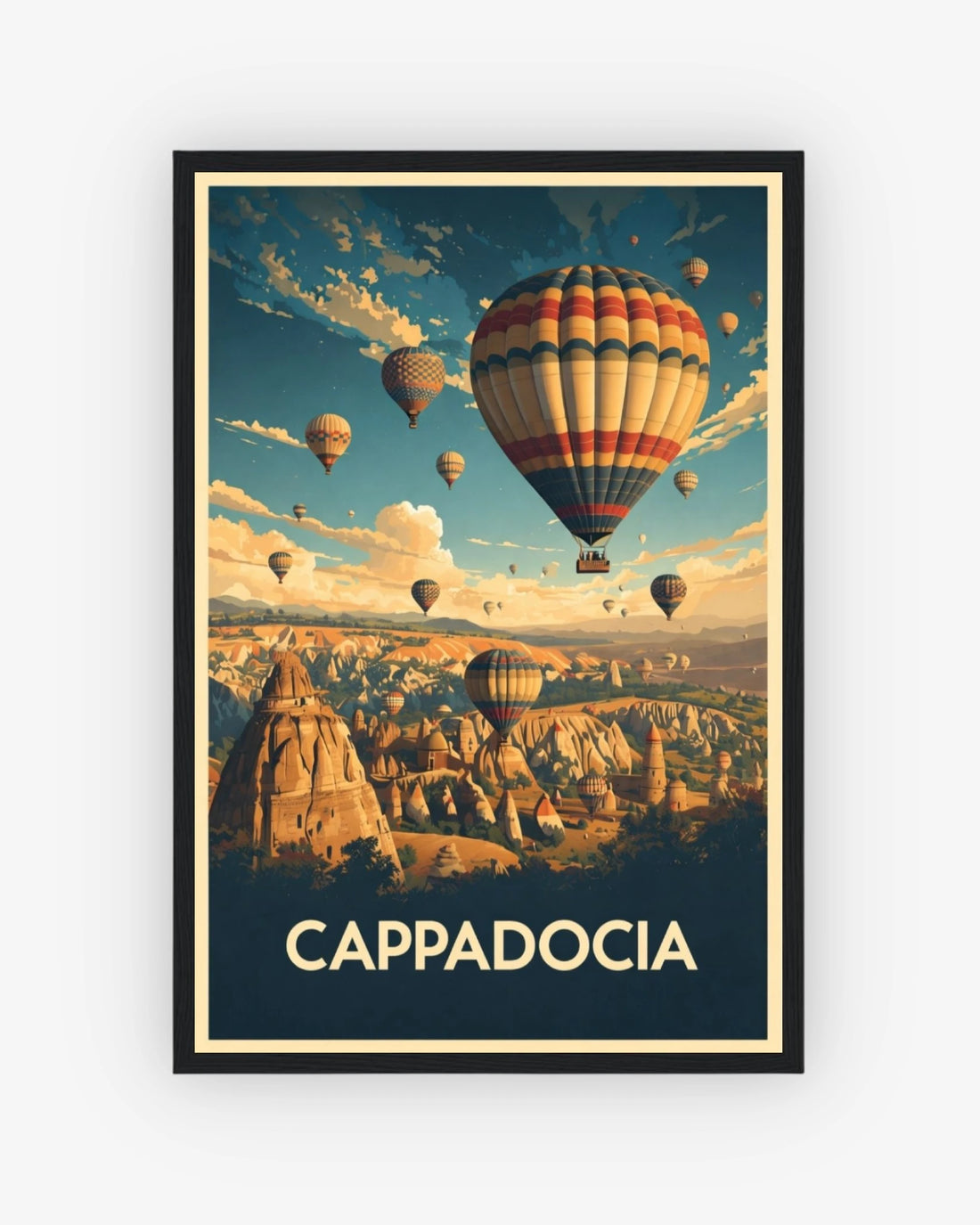 Cappadocia travel poster with black frame
