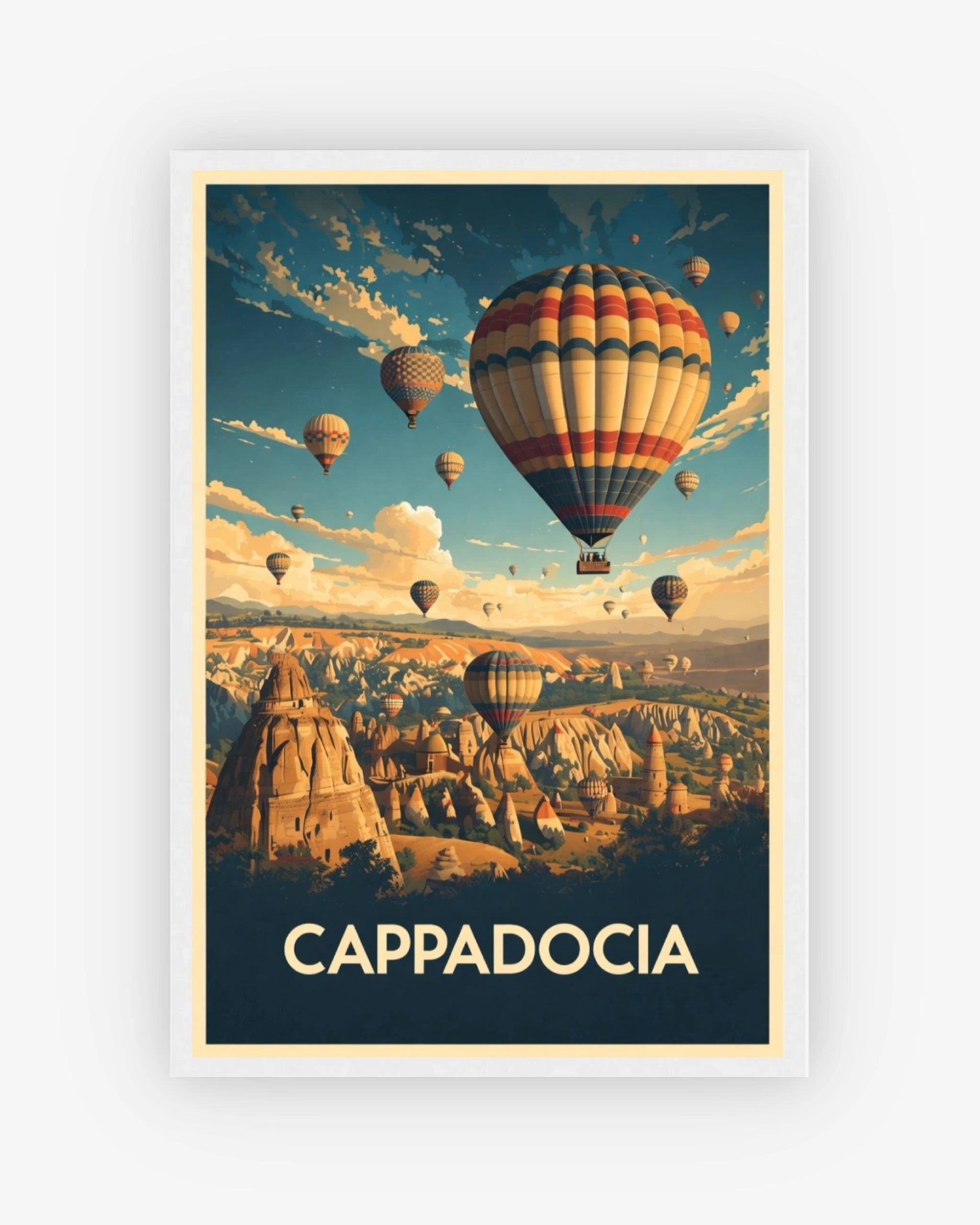 Cappadocia travel poster with white frame