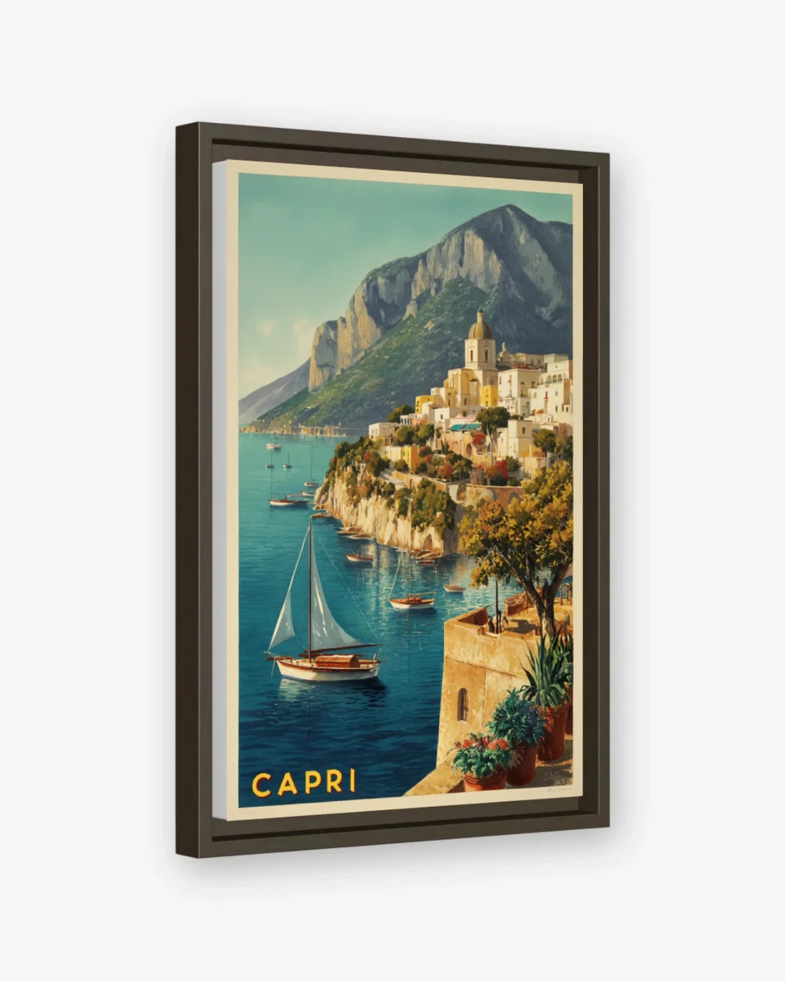 Capri Marina Grande, Italy Canvas Espresso Frame Nomad Haus