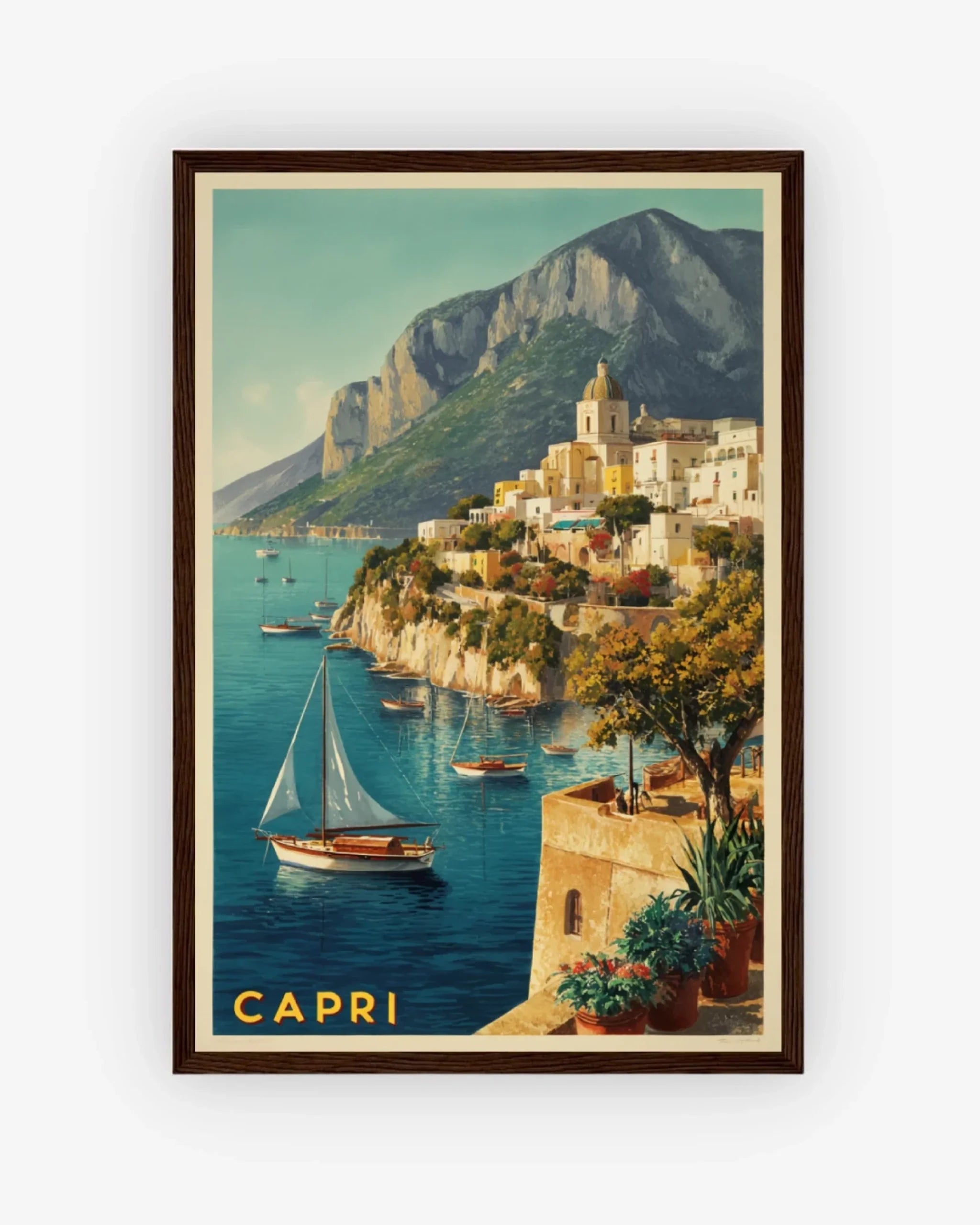 Capri Marina Grande, Italy Poster Dark Wood Frame Nomad Haus