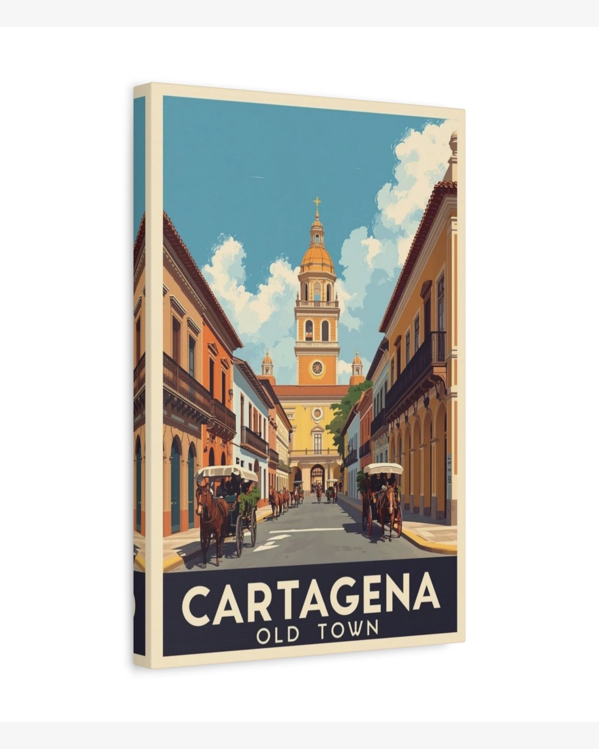 Cartagena Old Town travel poster canvas