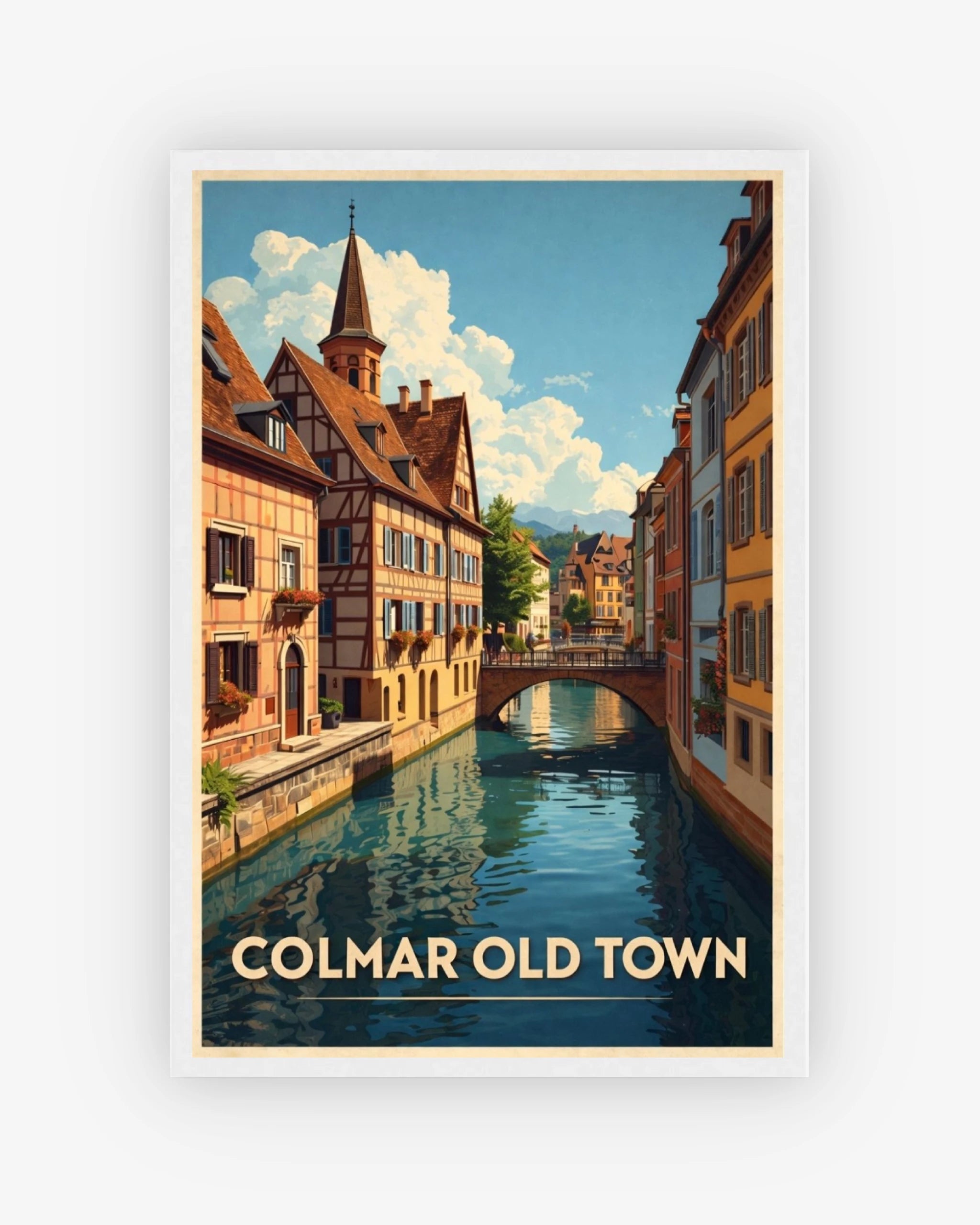 Colmar Old Town travel poster with white frame