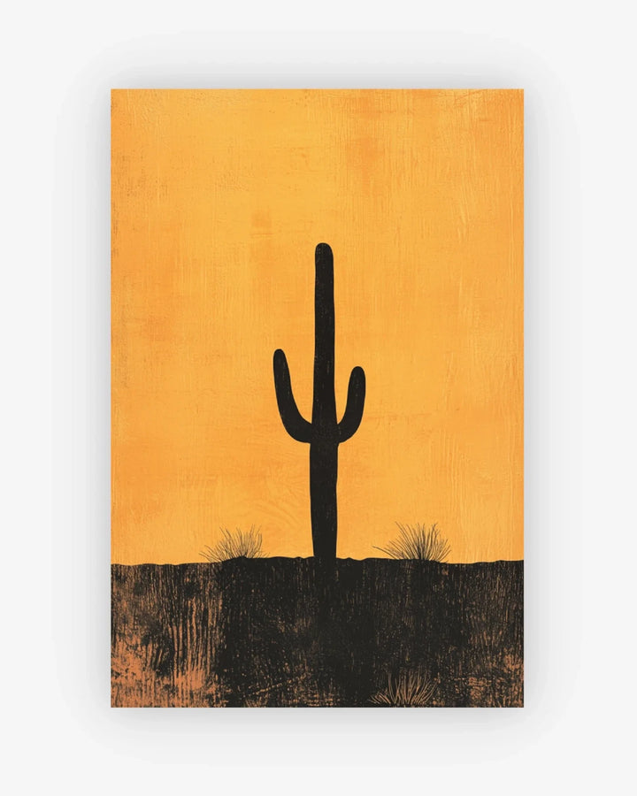 Saguaro cactus painting on a yellow background