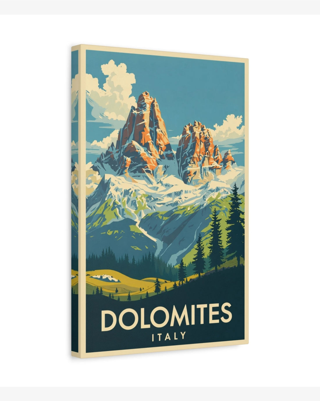 Dolomites Italy travel poster canvas