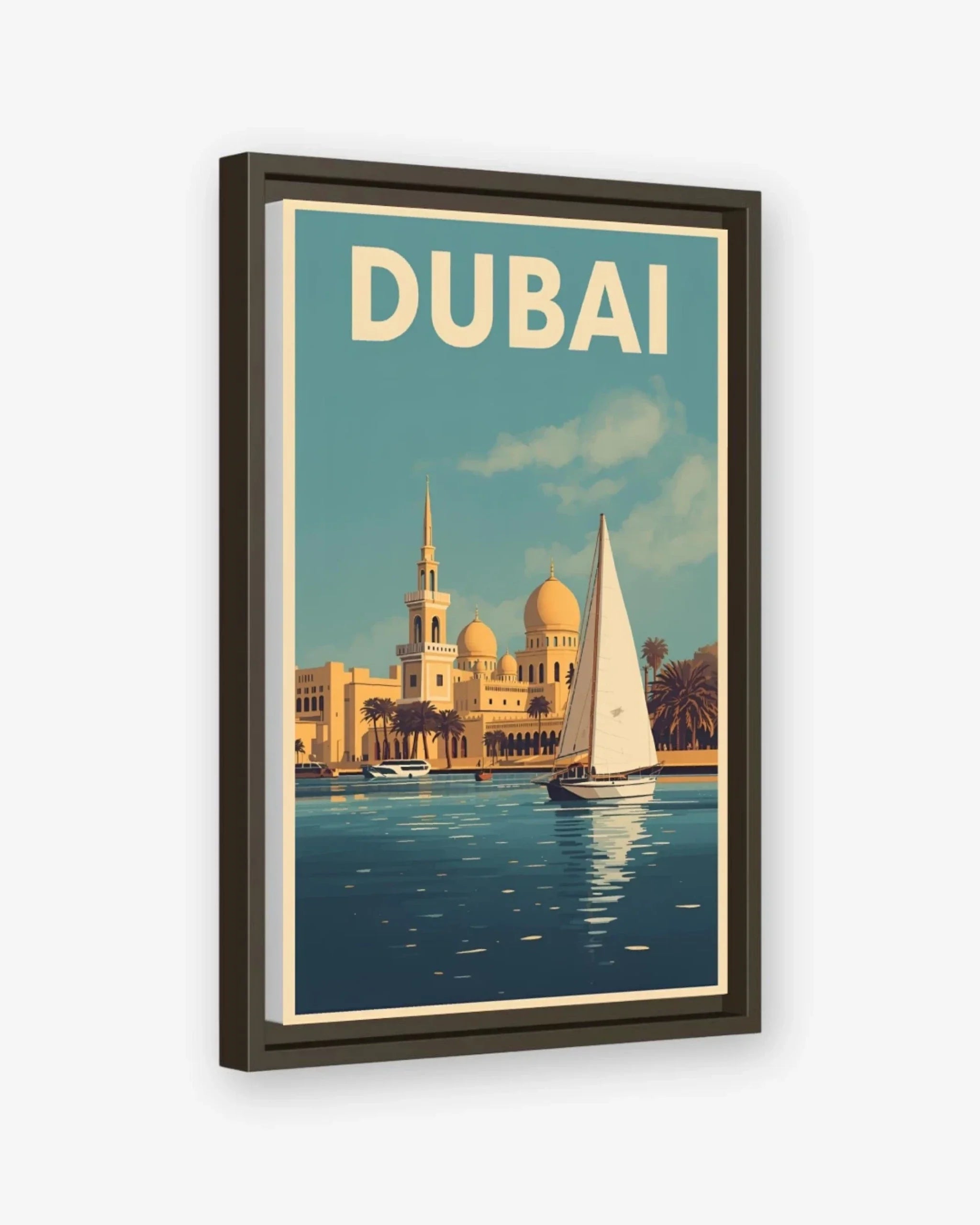 Dubai Creek Waterfront Canvas Espresso Frame Nomad Haus