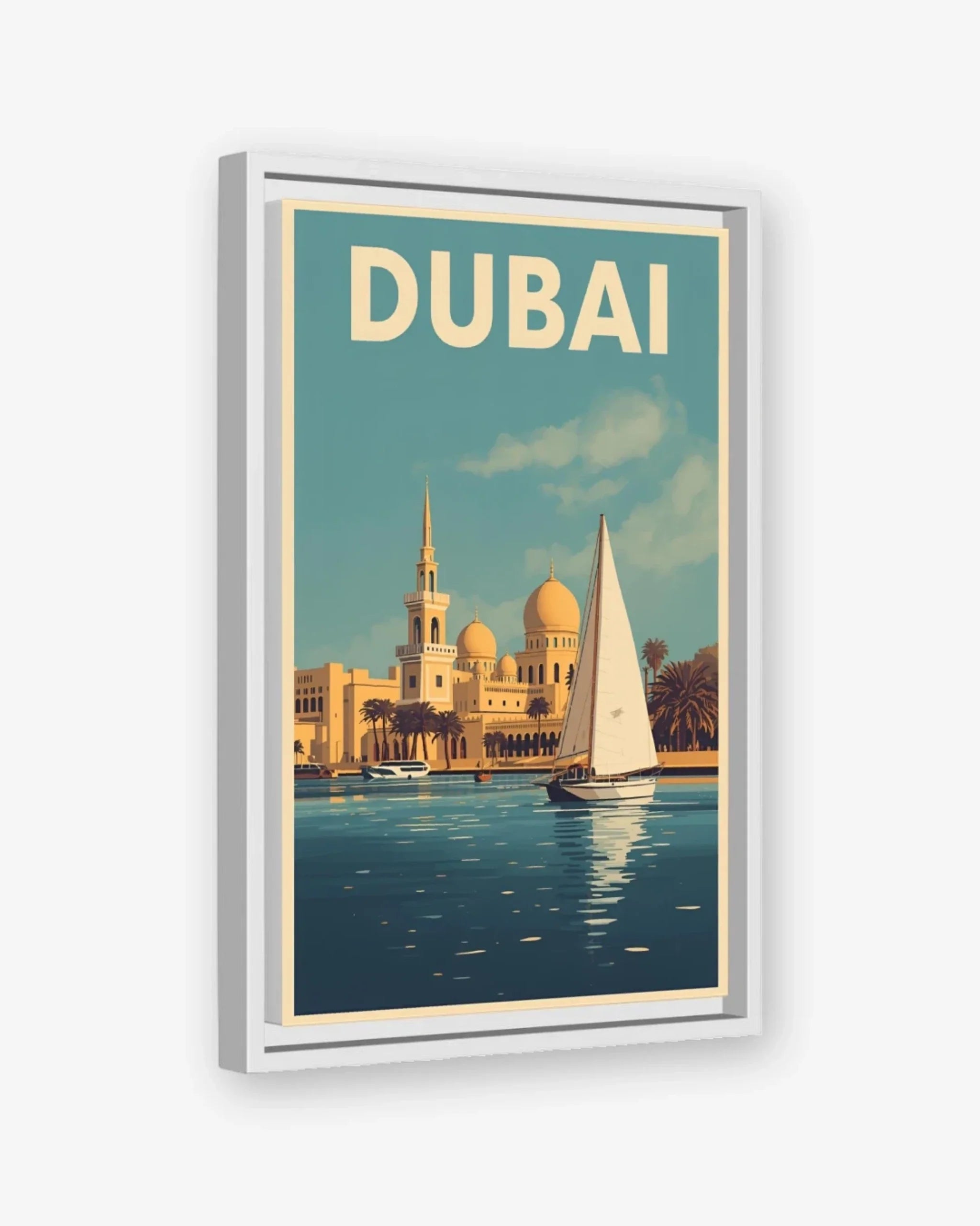 Dubai Creek Waterfront Canvas White Frame Nomad Haus