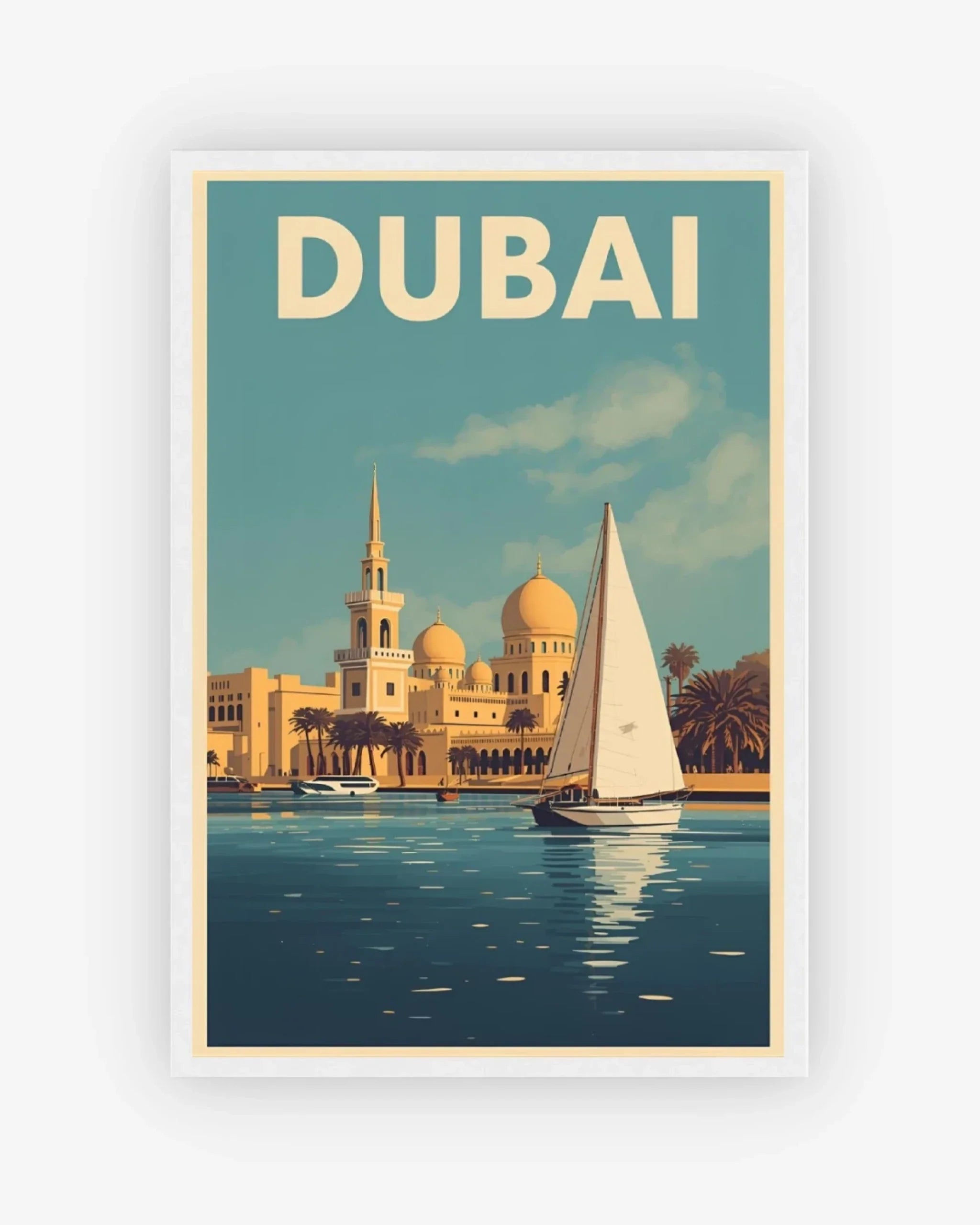 Dubai Creek Waterfront Poster White Frame Nomad Haus