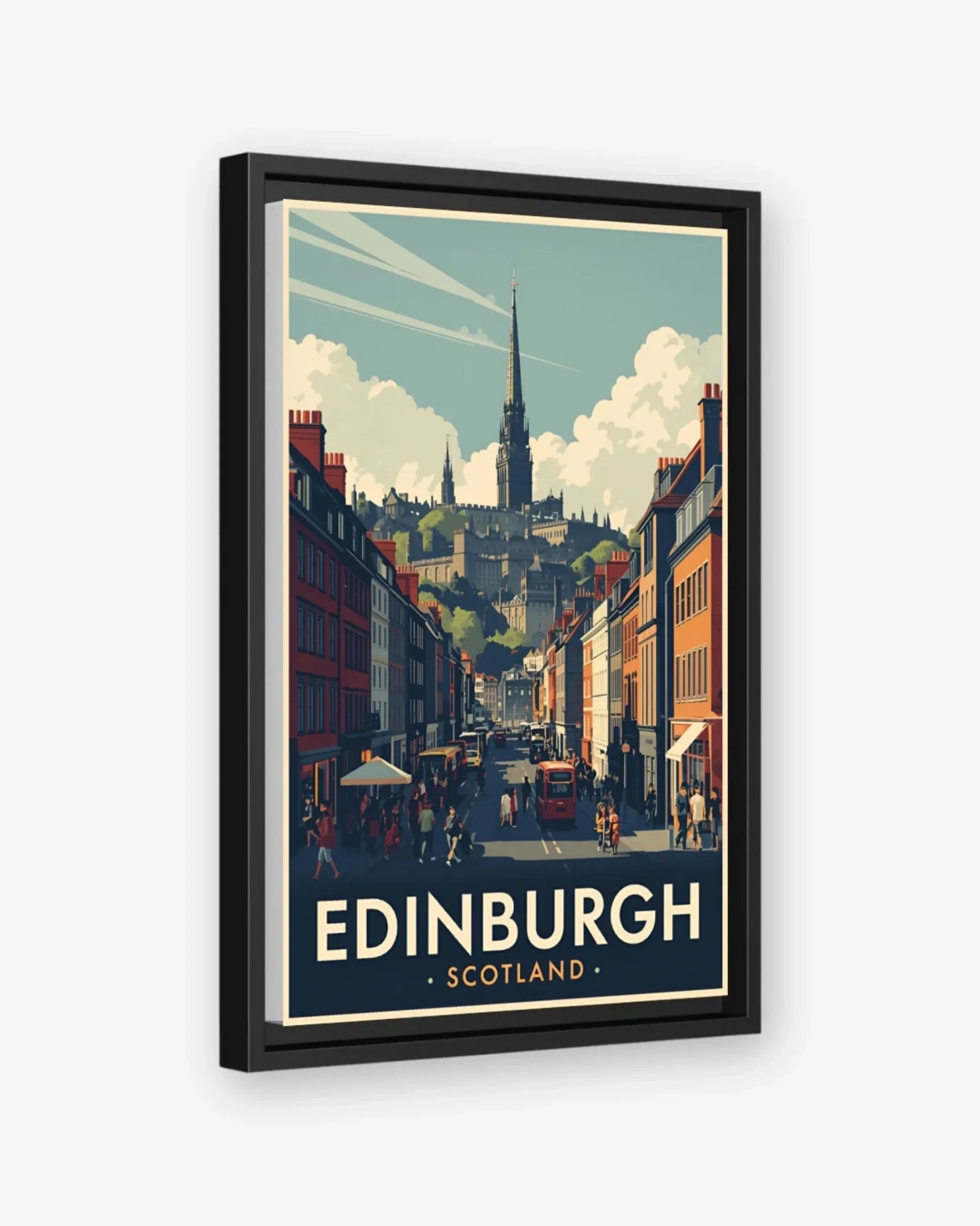 Edinburgh Royal Mile, Scotland Canvas Black Frame Nomad Haus