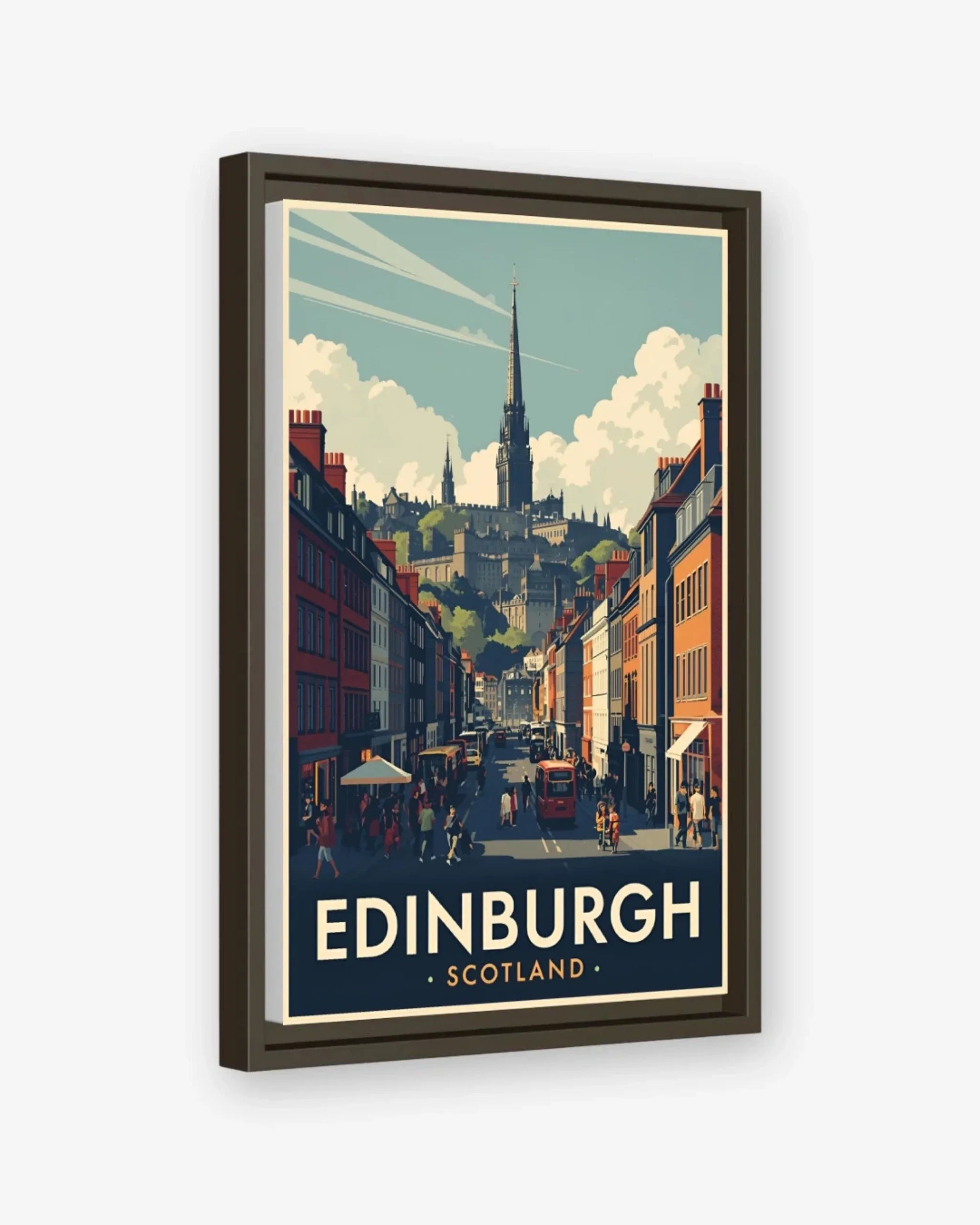 Edinburgh Royal Mile, Scotland Canvas Espresso Frame Nomad Haus