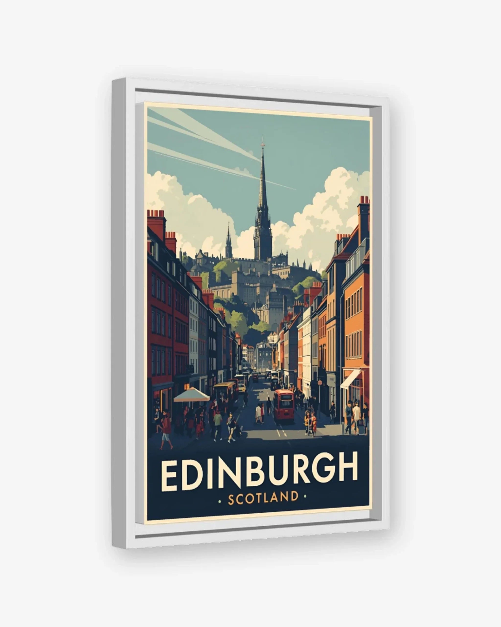 Edinburgh Royal Mile, Scotland Canvas White Frame Nomad Haus