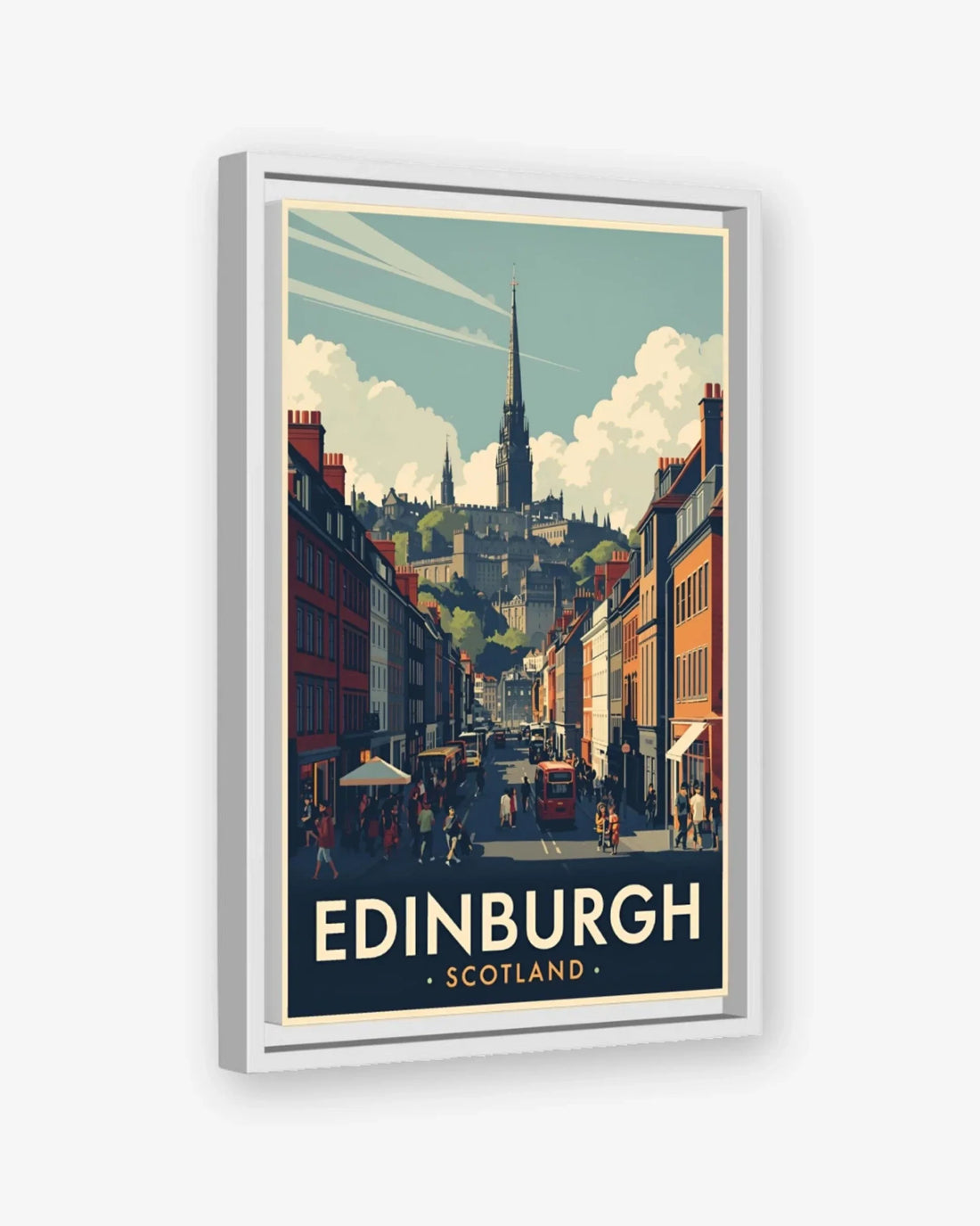 Edinburgh Royal Mile, Scotland Canvas White Frame Nomad Haus