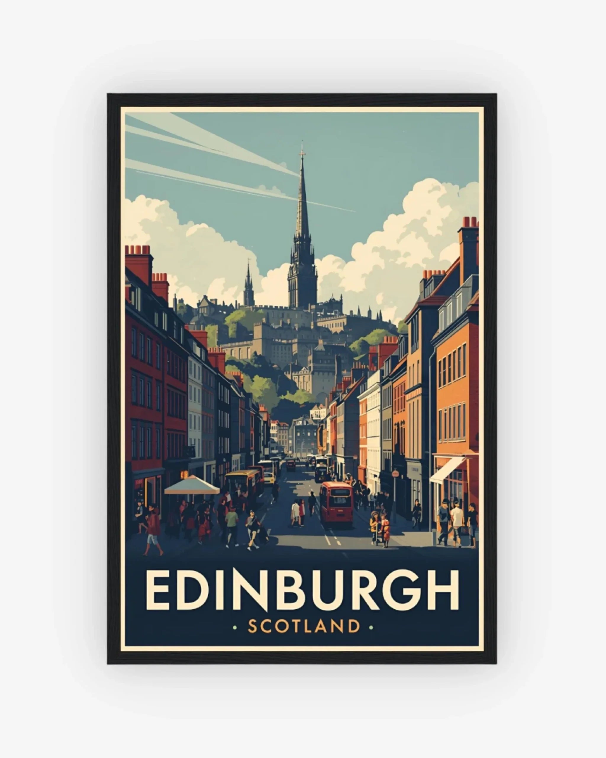 Edinburgh Royal Mile, Scotland Poster Black Frame Nomad Haus