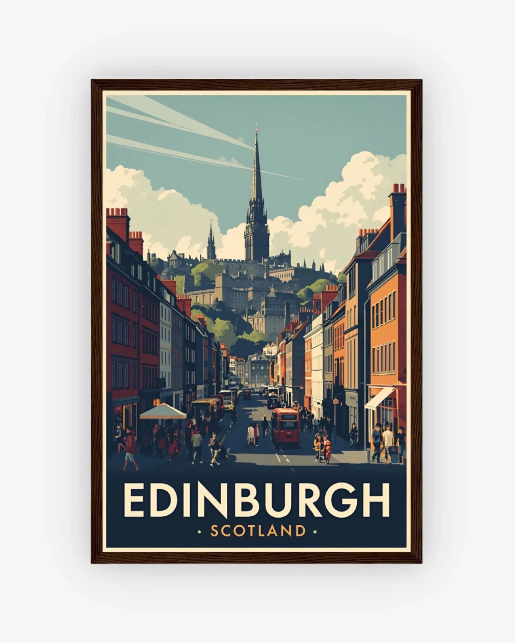 Edinburgh Royal Mile, Scotland Poster Dark Wood Frame Nomad Haus