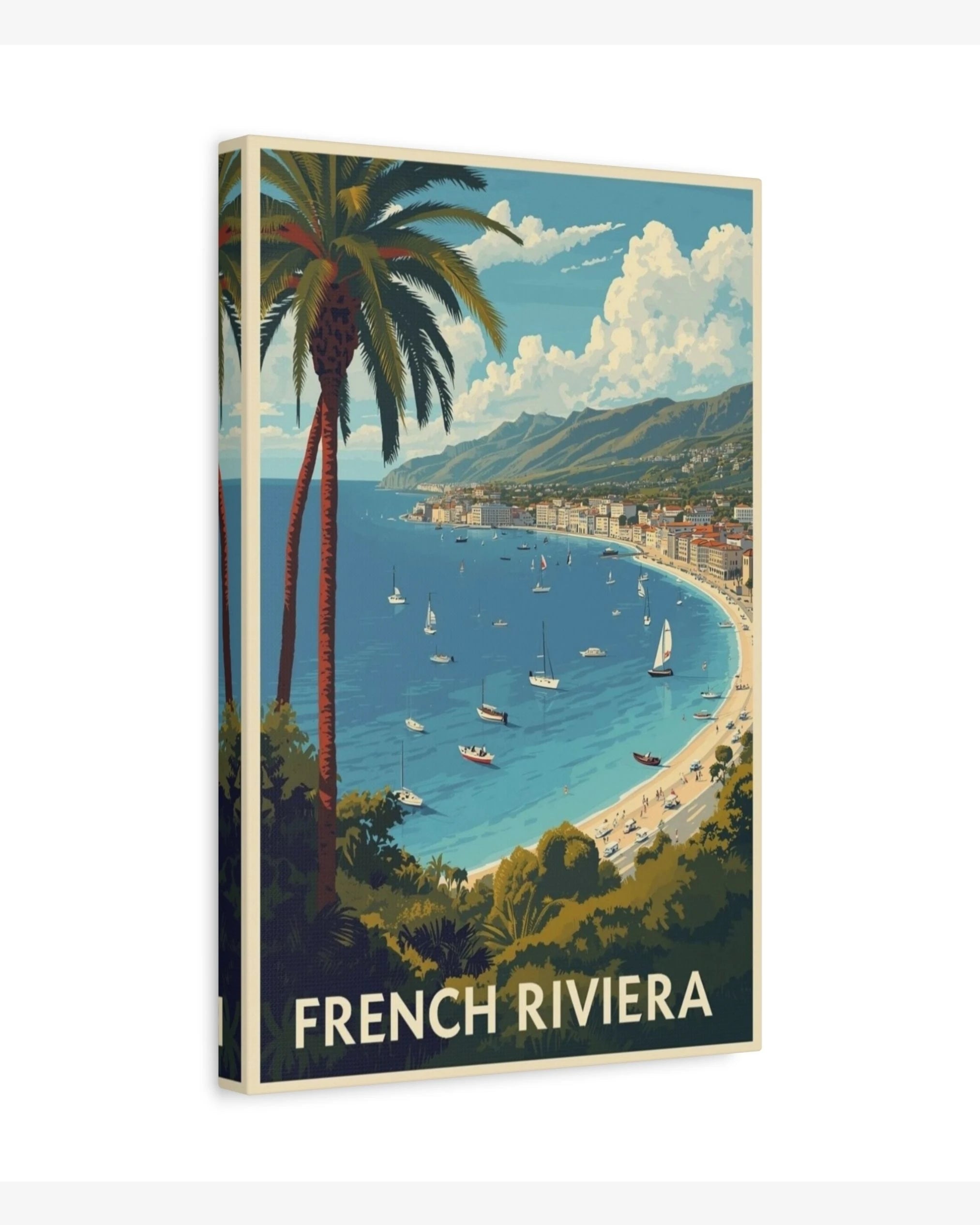 French Riviera travel poster canvas