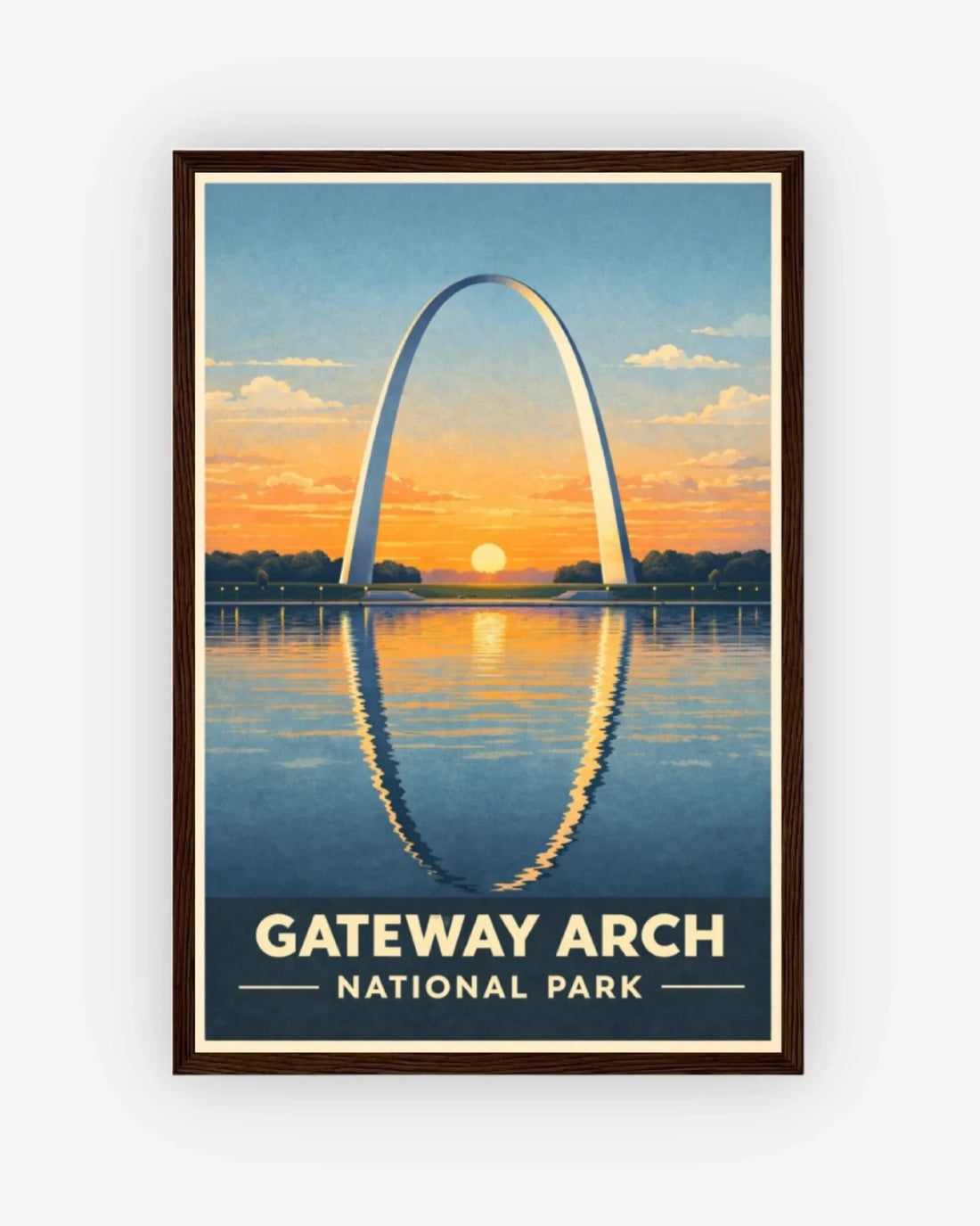Gateway Arch National Park, USA Poster Dark Wood Frame Nomad Haus