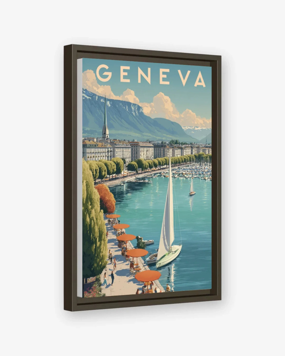 Geneva, Switzerland Canvas Espresso Frame Nomad Haus