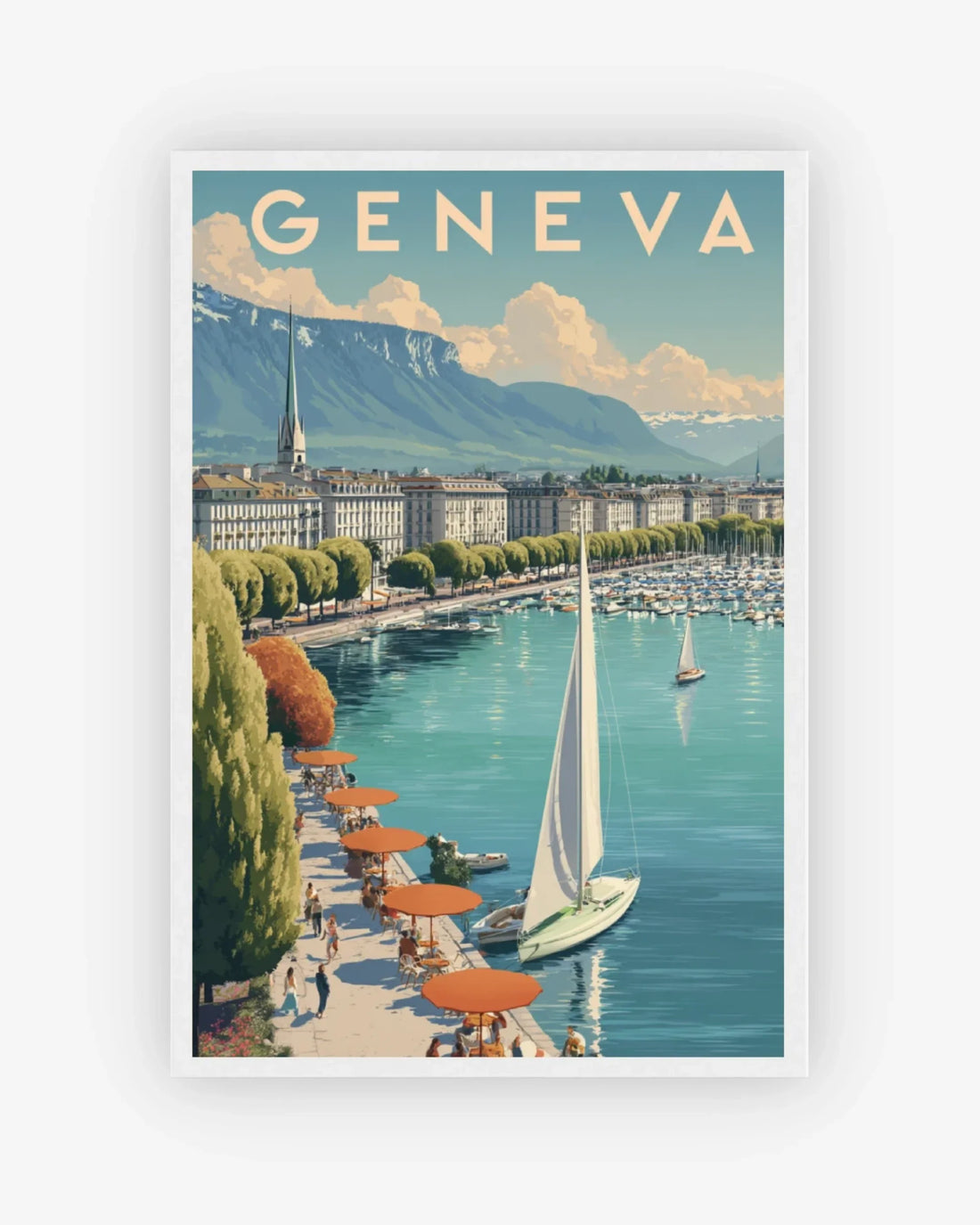 Geneva, Switzerland Poster White Frame Nomad Haus