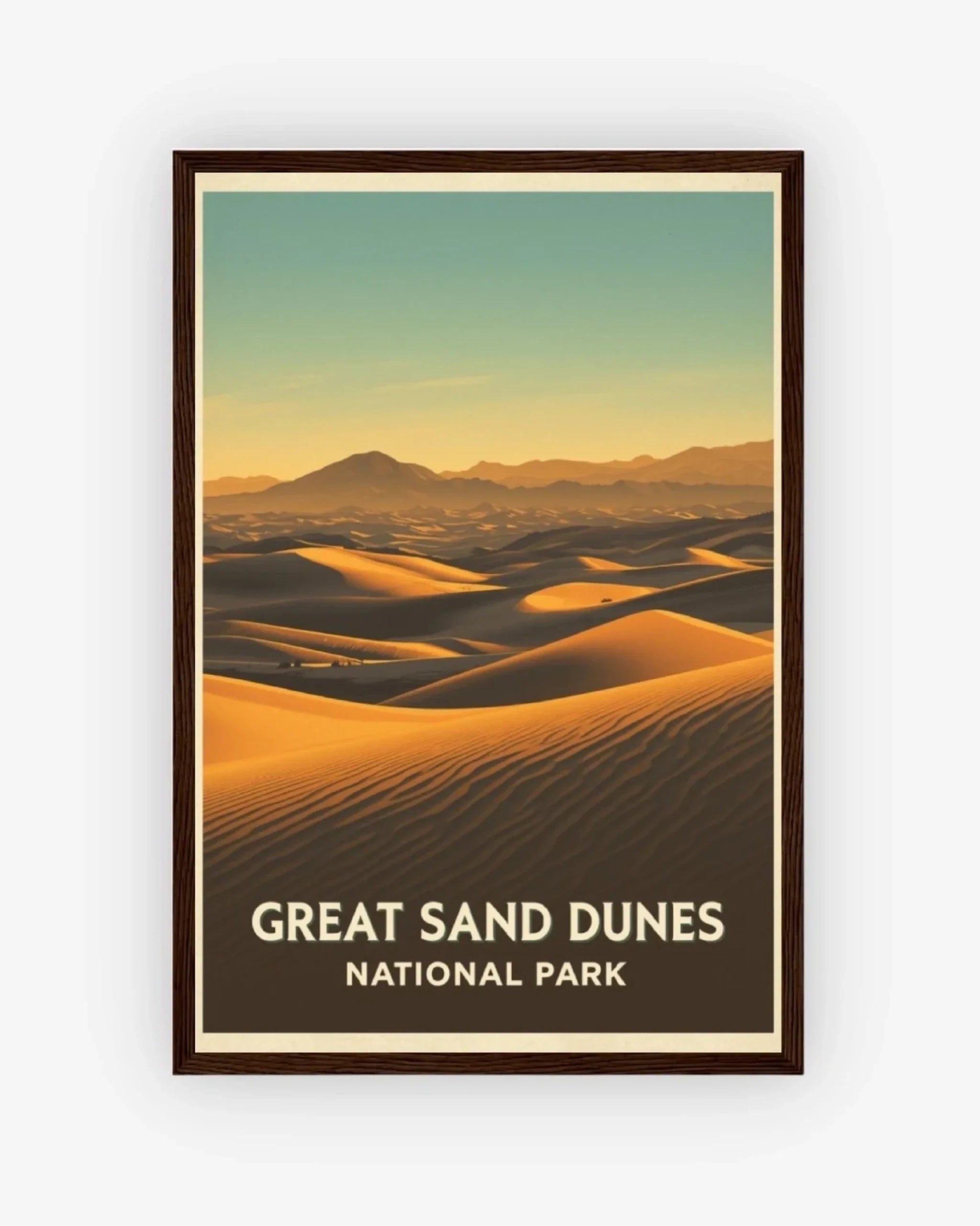 Great Sand Dunes National Park, USA Poster Dark Wood Frame Nomad Haus