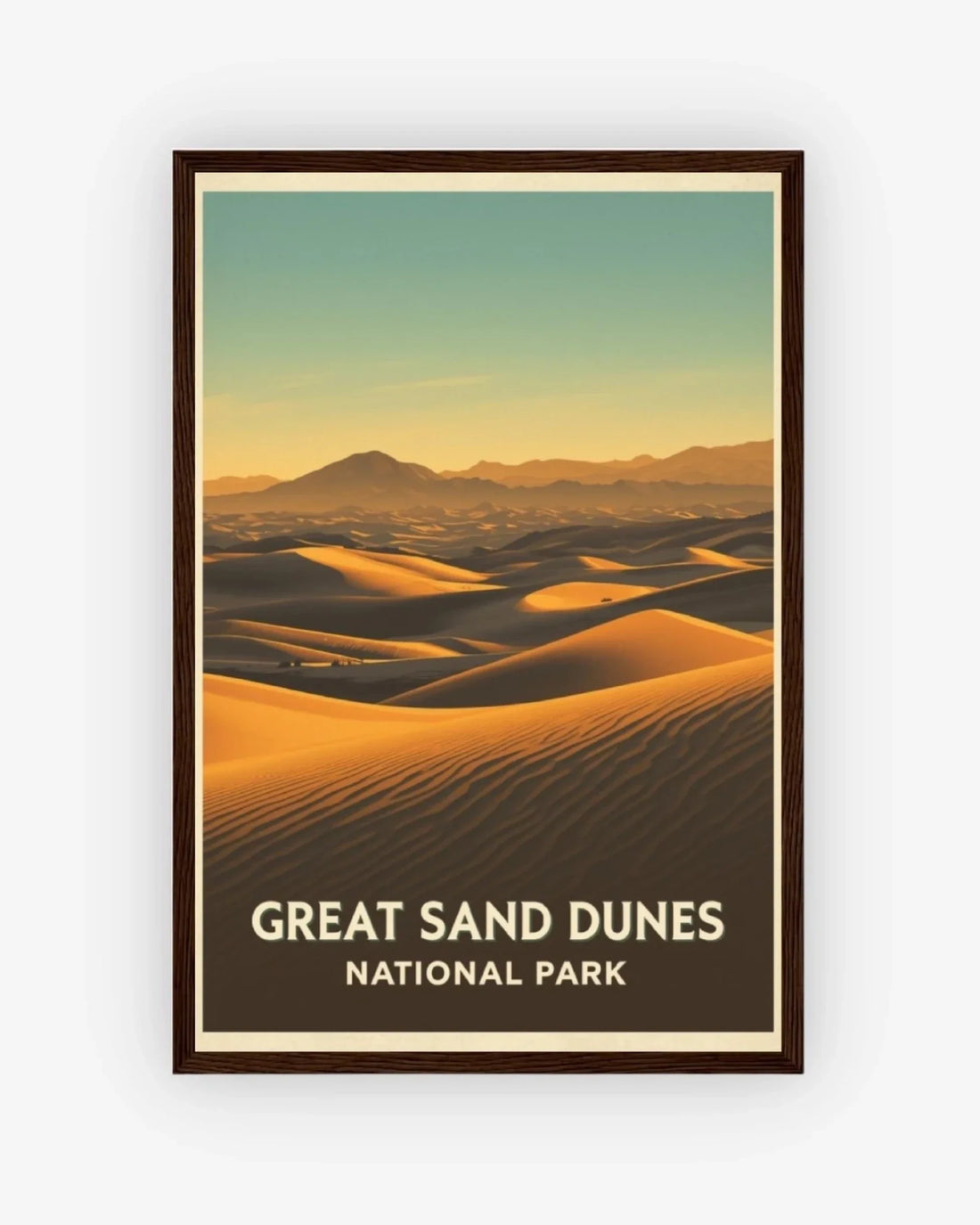 Great Sand Dunes National Park, USA Poster Dark Wood Frame Nomad Haus