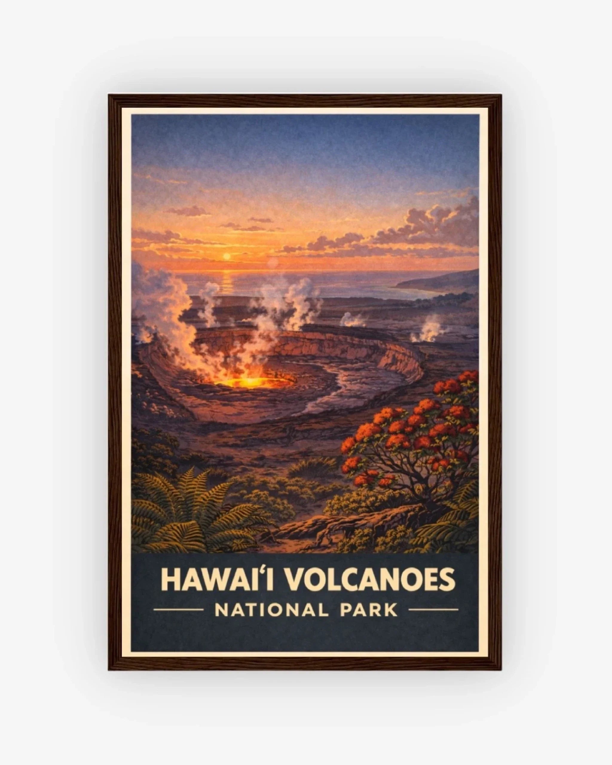 Hawaii Volcanoes National Park, USA Poster Dark Wood Frame Nomad Haus