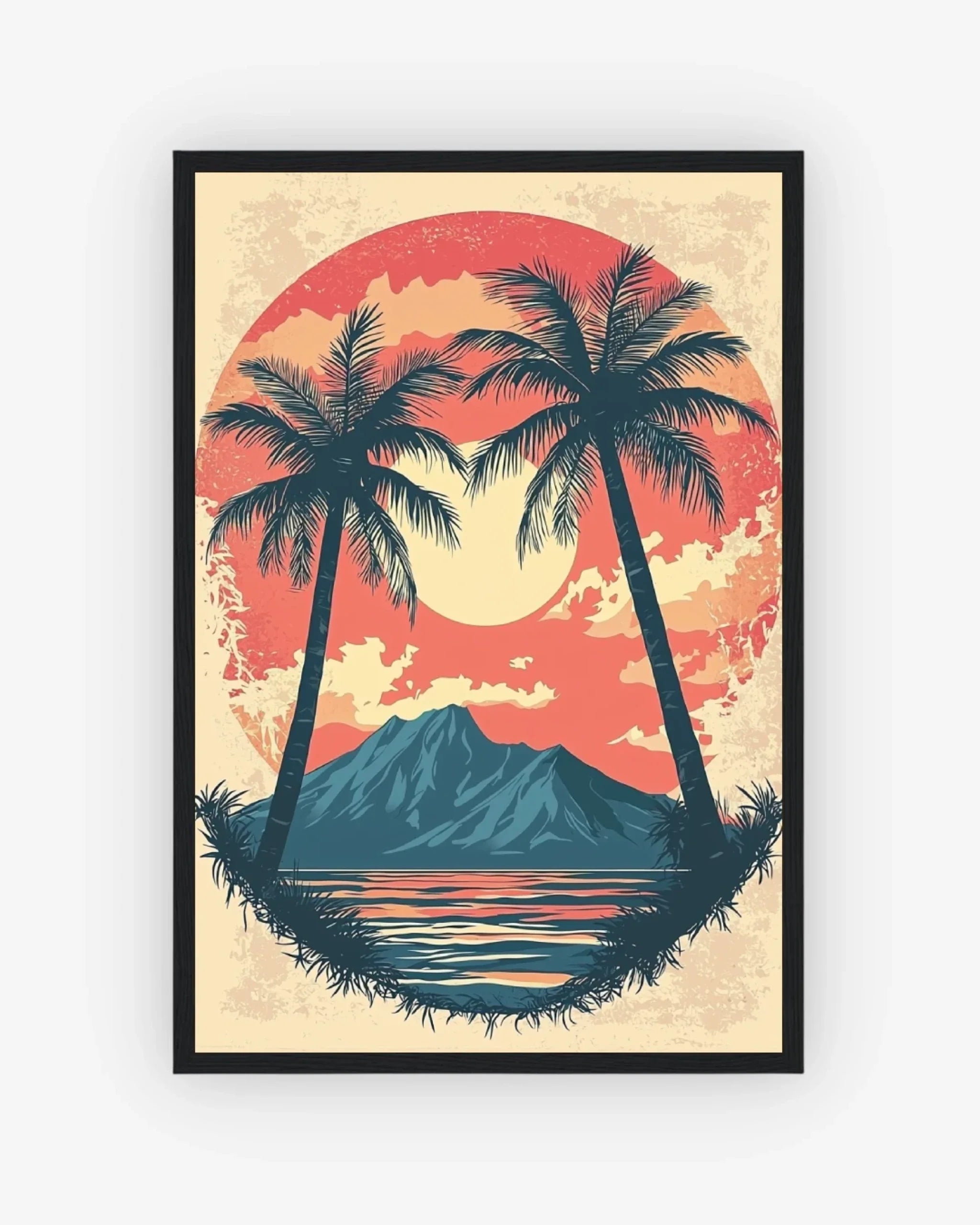 Hawaii Sunset Poster Black Frame Nomad Haus