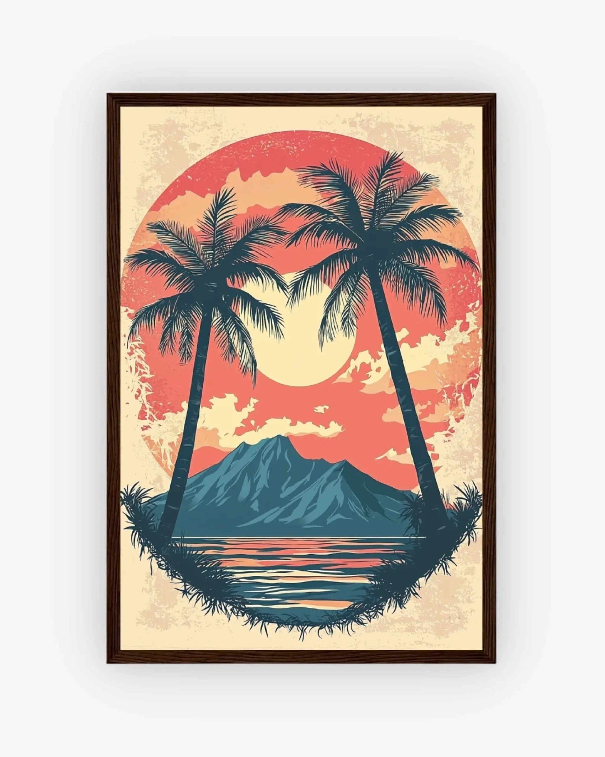 Hawaii Sunset Poster Dark Wood Frame Nomad Haus