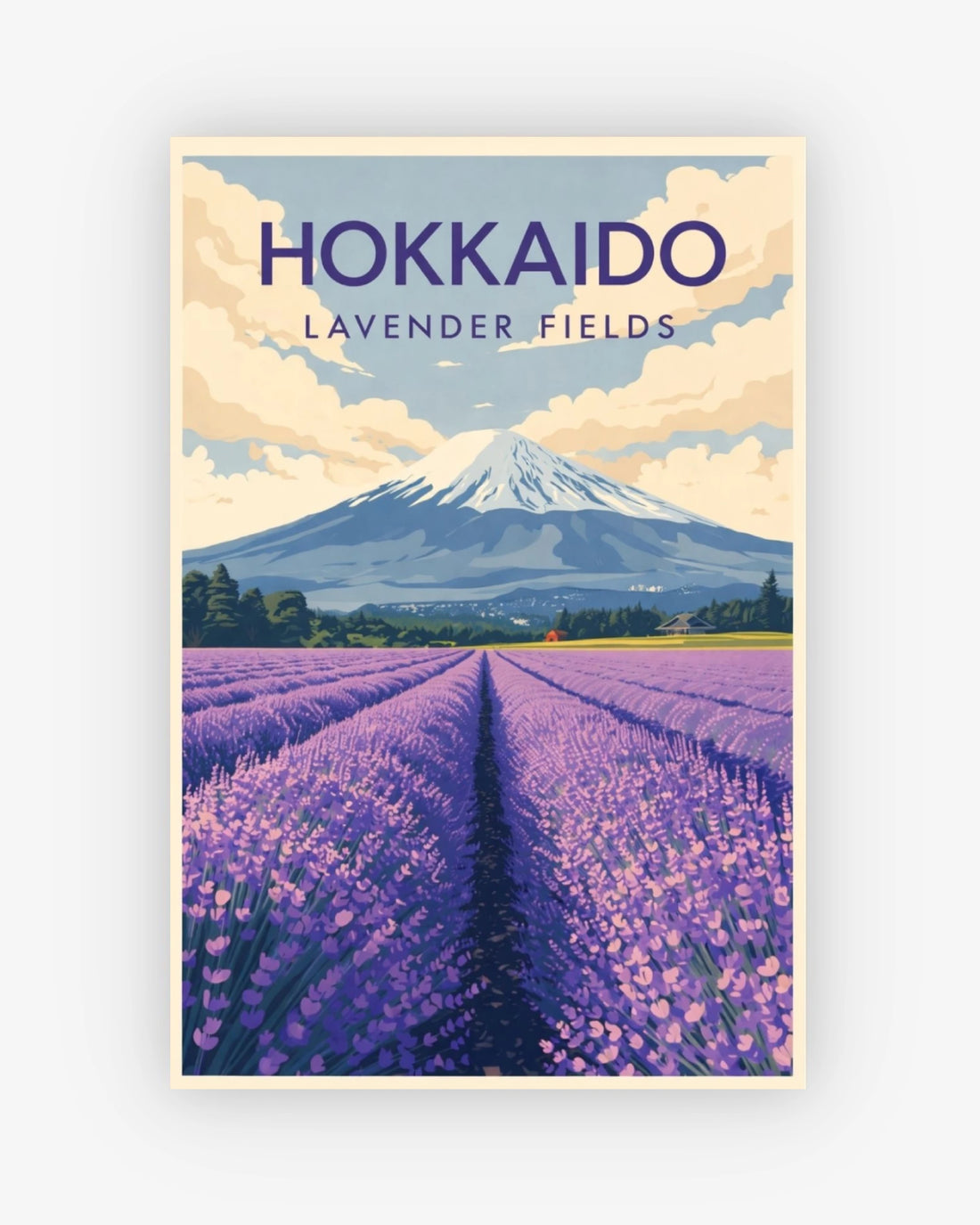 Poster of Hokkaido lavender fields with Mount Fuji in the background