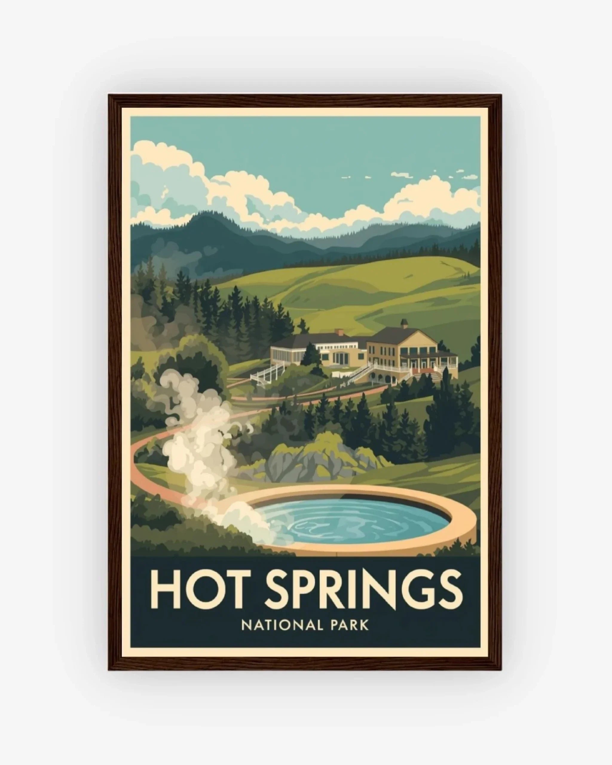 Hot Springs National Park, USA Poster Dark Wood Frame Nomad Haus