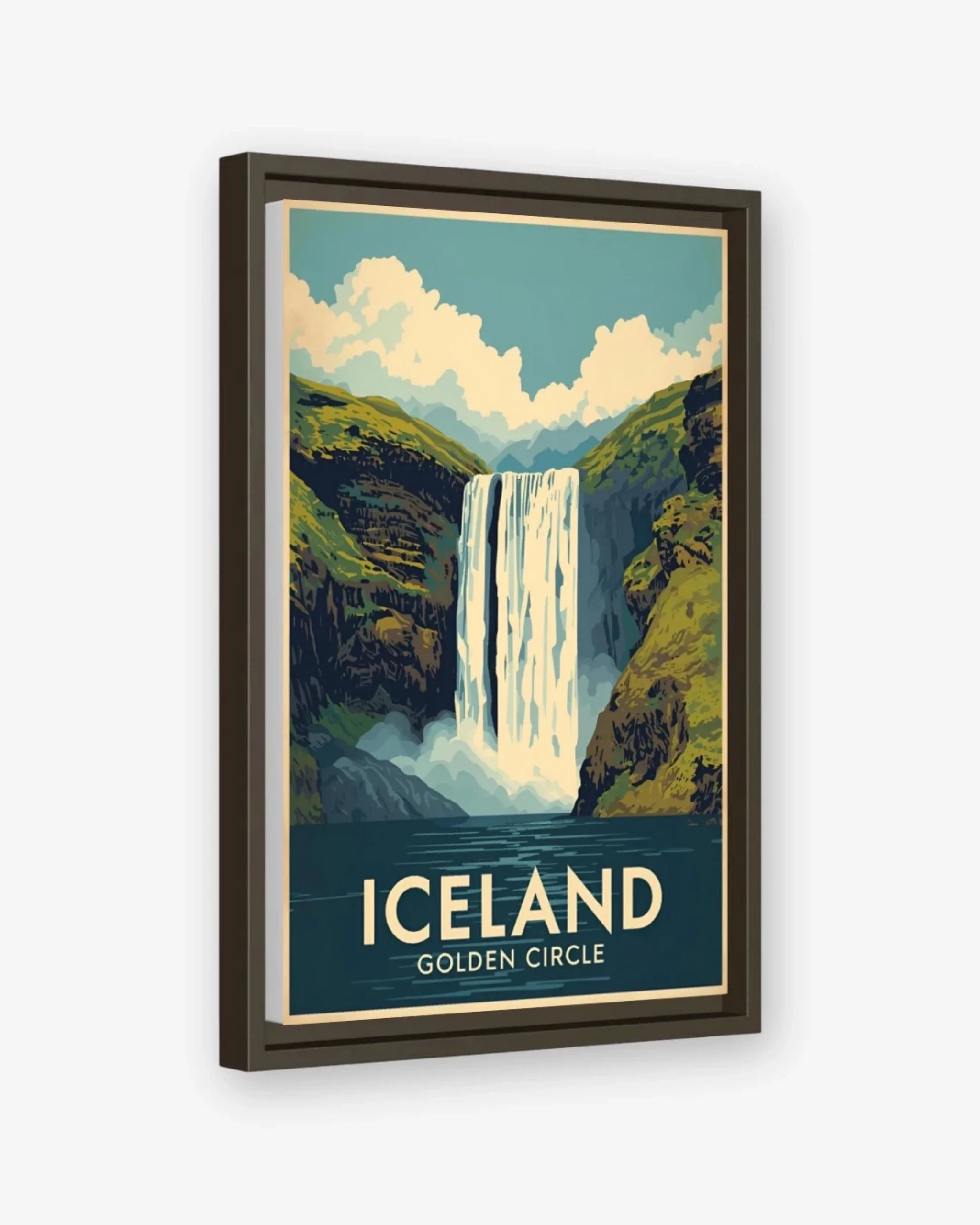 Iceland Skógafoss Waterfall Canvas Espresso Frame Nomad Haus