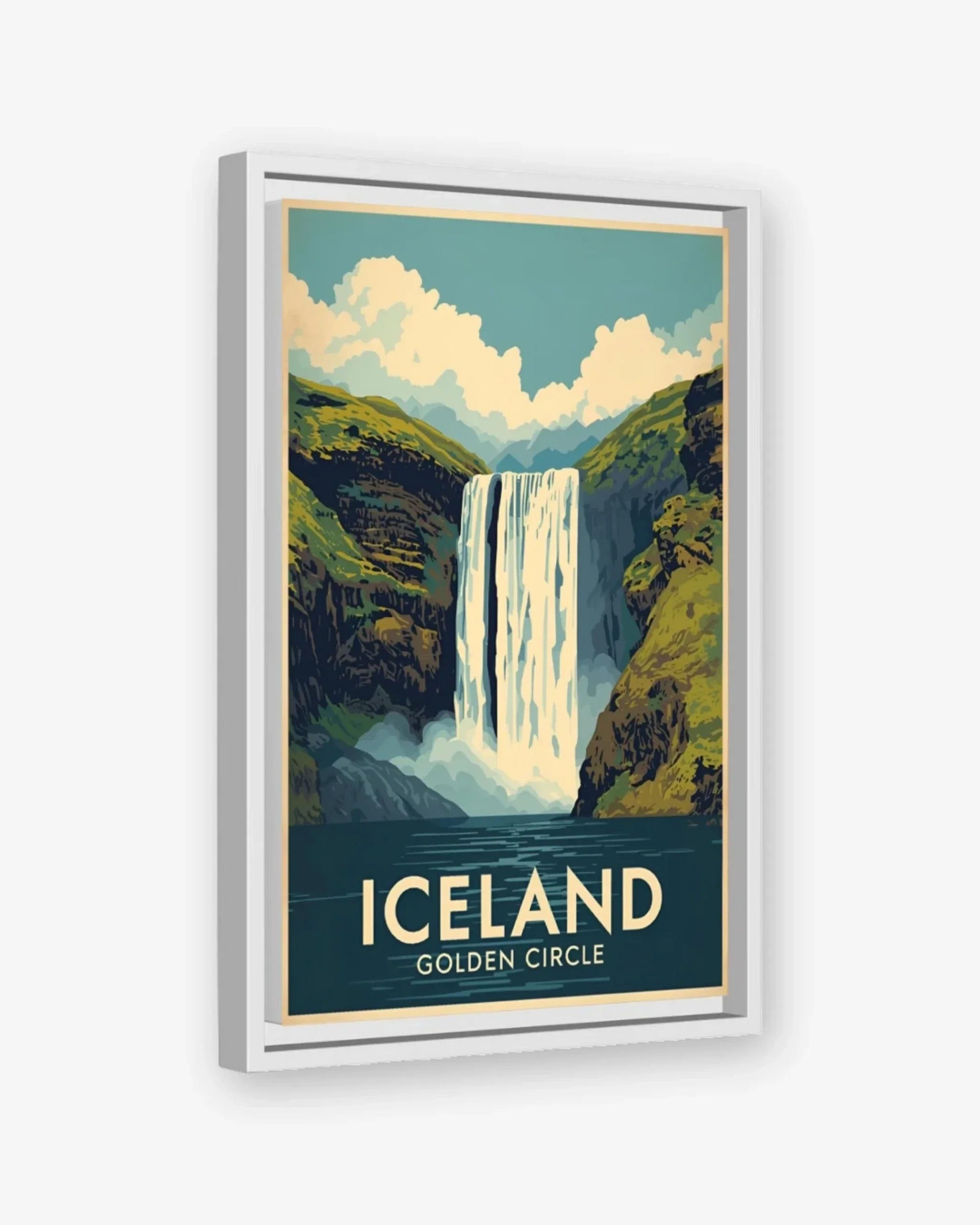 Iceland Skógafoss Waterfall Canvas White Frame Nomad Haus