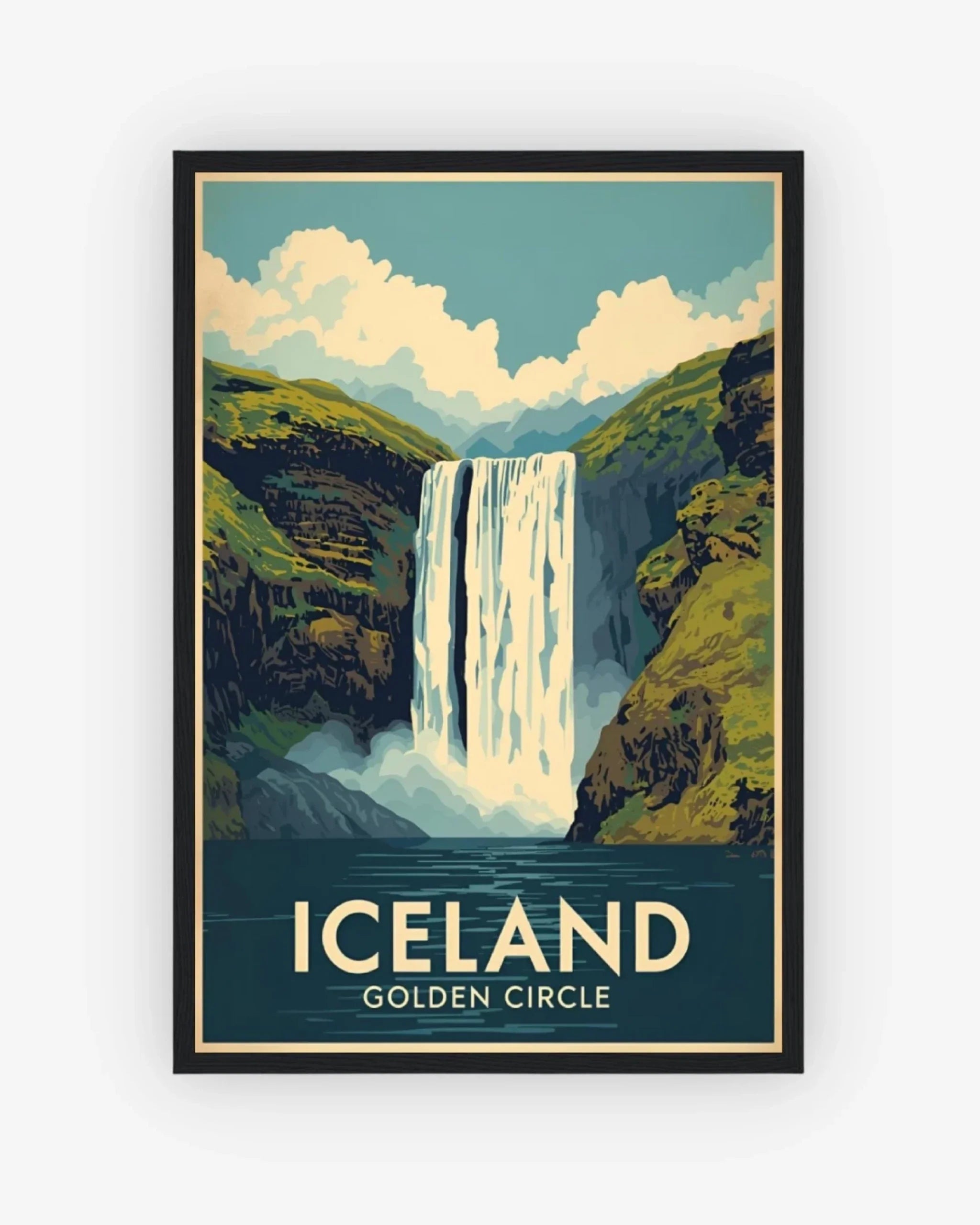 Iceland Skógafoss Waterfall Poster Black Frame Nomad Haus