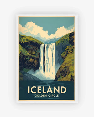 Iceland Skógafoss Waterfall Poster White Frame Nomad Haus