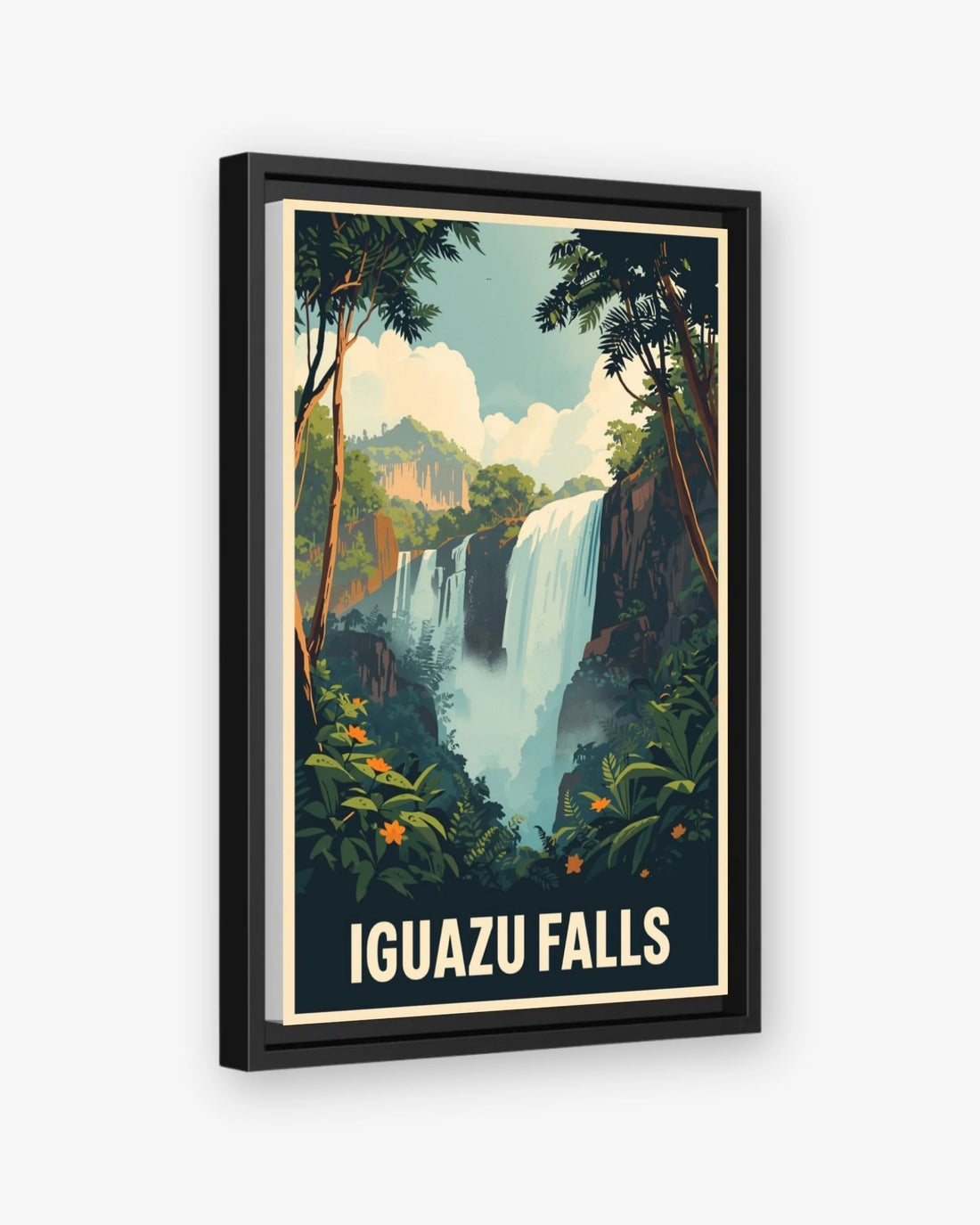 Iguazu Falls travel poster black framed canvas