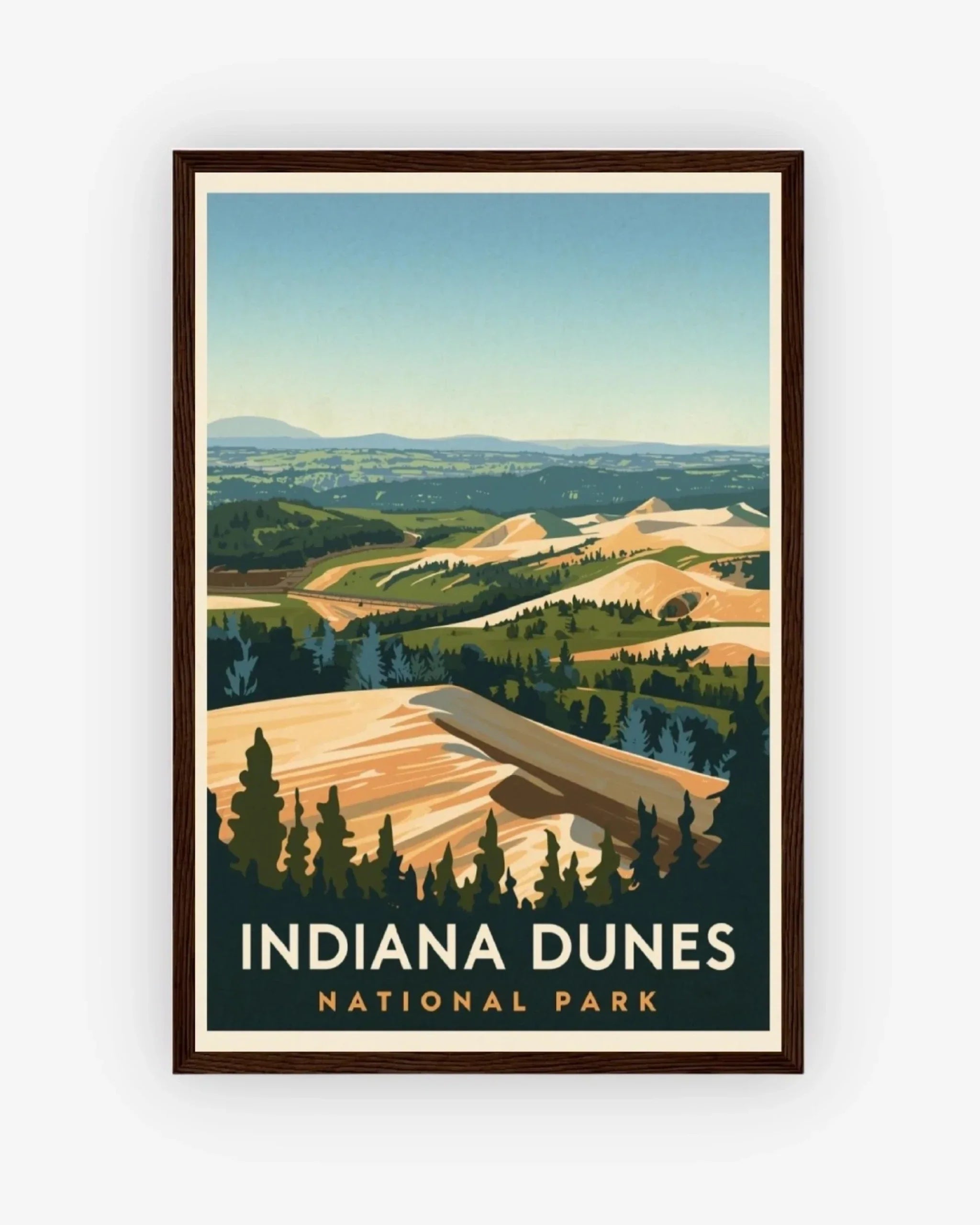 Indiana Dunes National Park, USA Poster Dark Wood Frame Nomad Haus